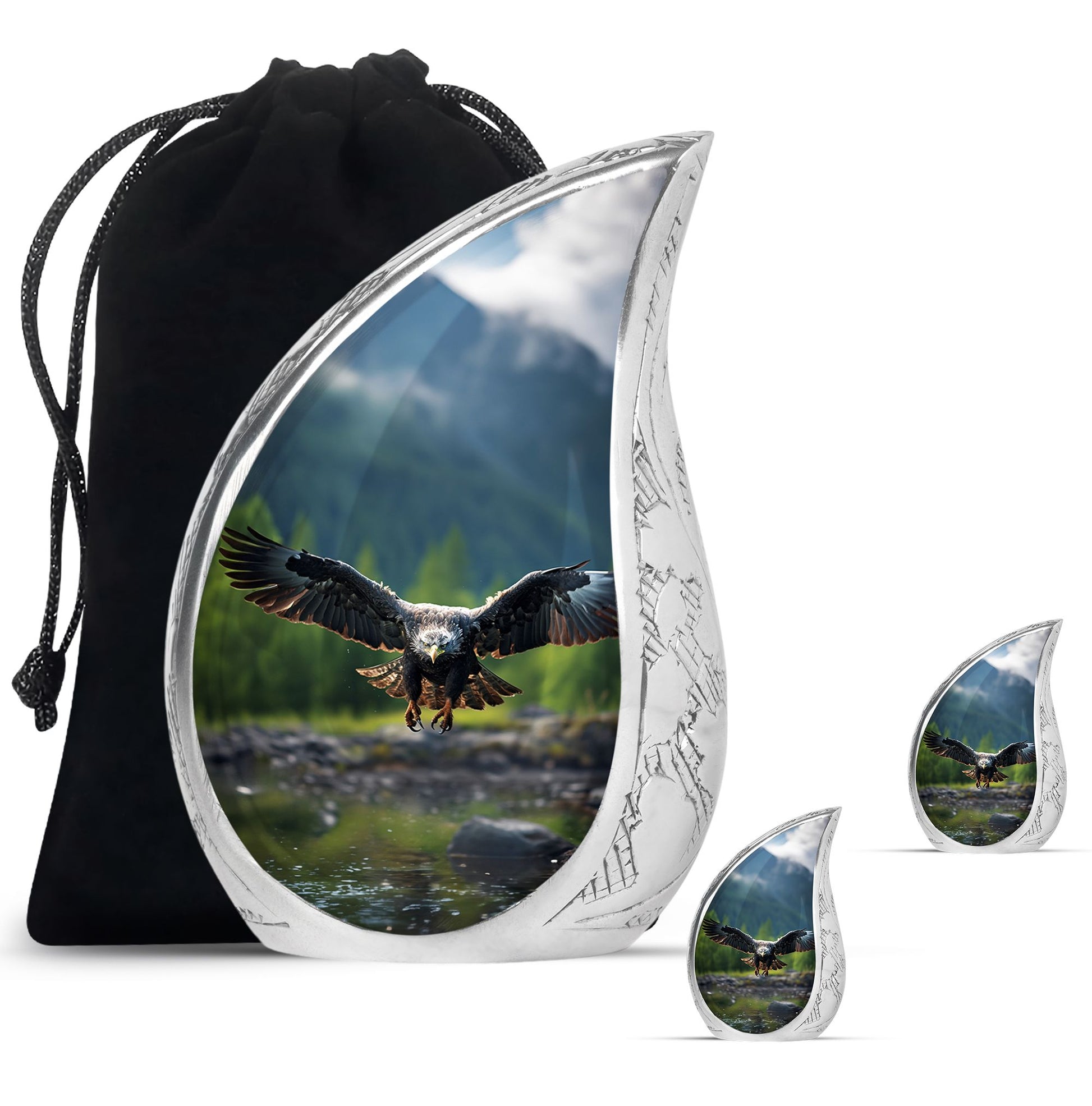Teardrop Shape Eagle Urn Large Urn With 2 Keepsake Urn