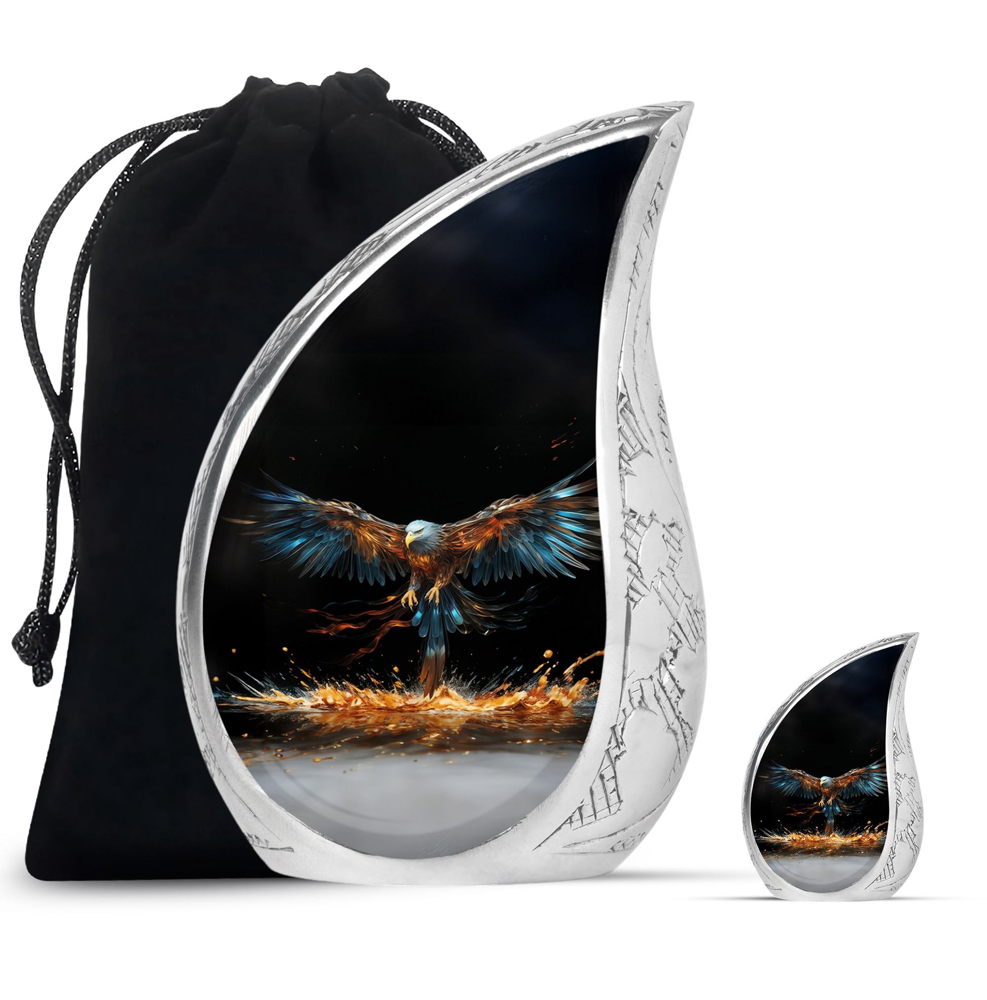 Teardrop Shape Eagle Urn Large Urn With 1 Keepsake Urn