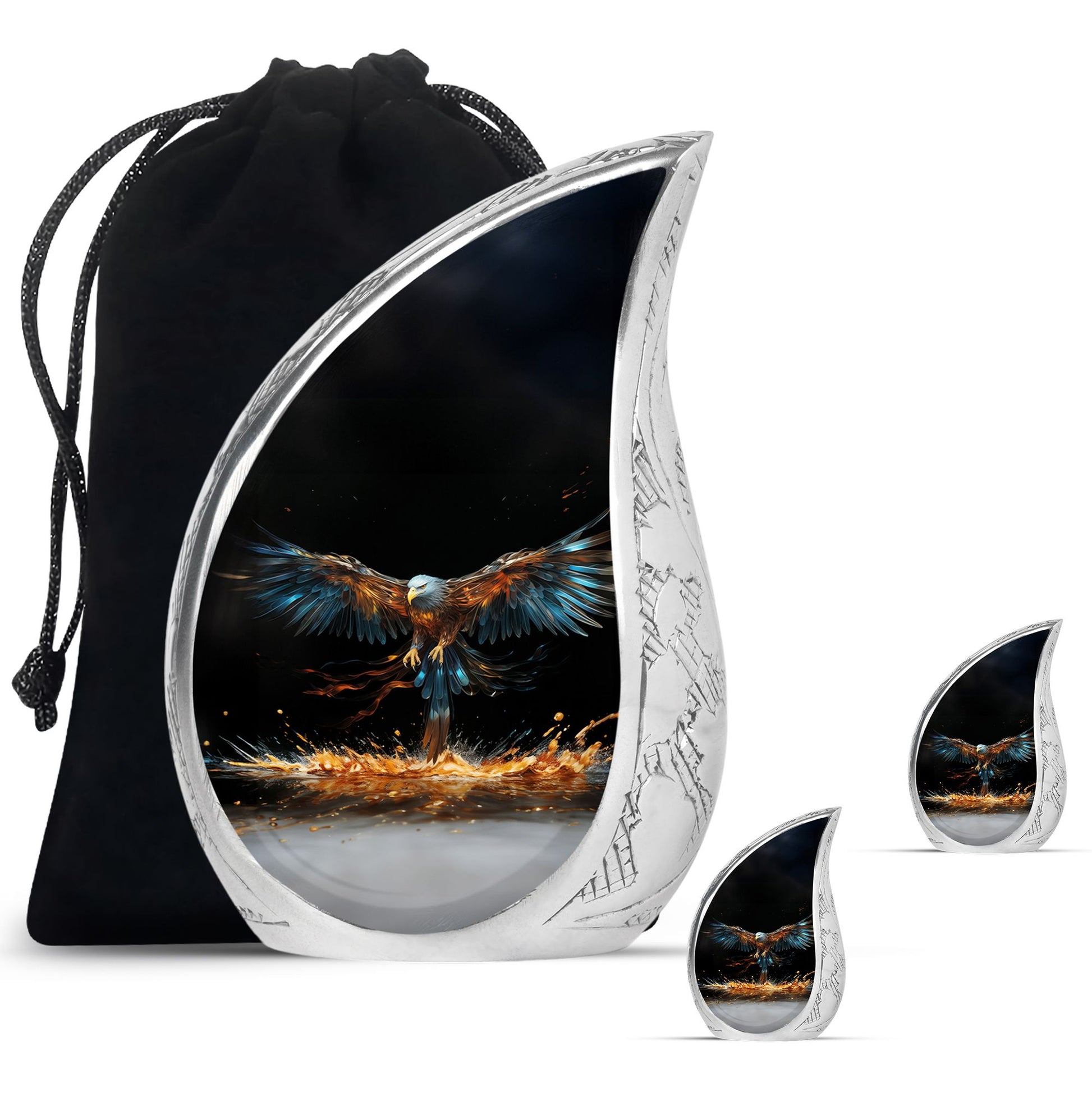 Teardrop Shape Eagle Urn Large Urn With 2 Keepsake Urn