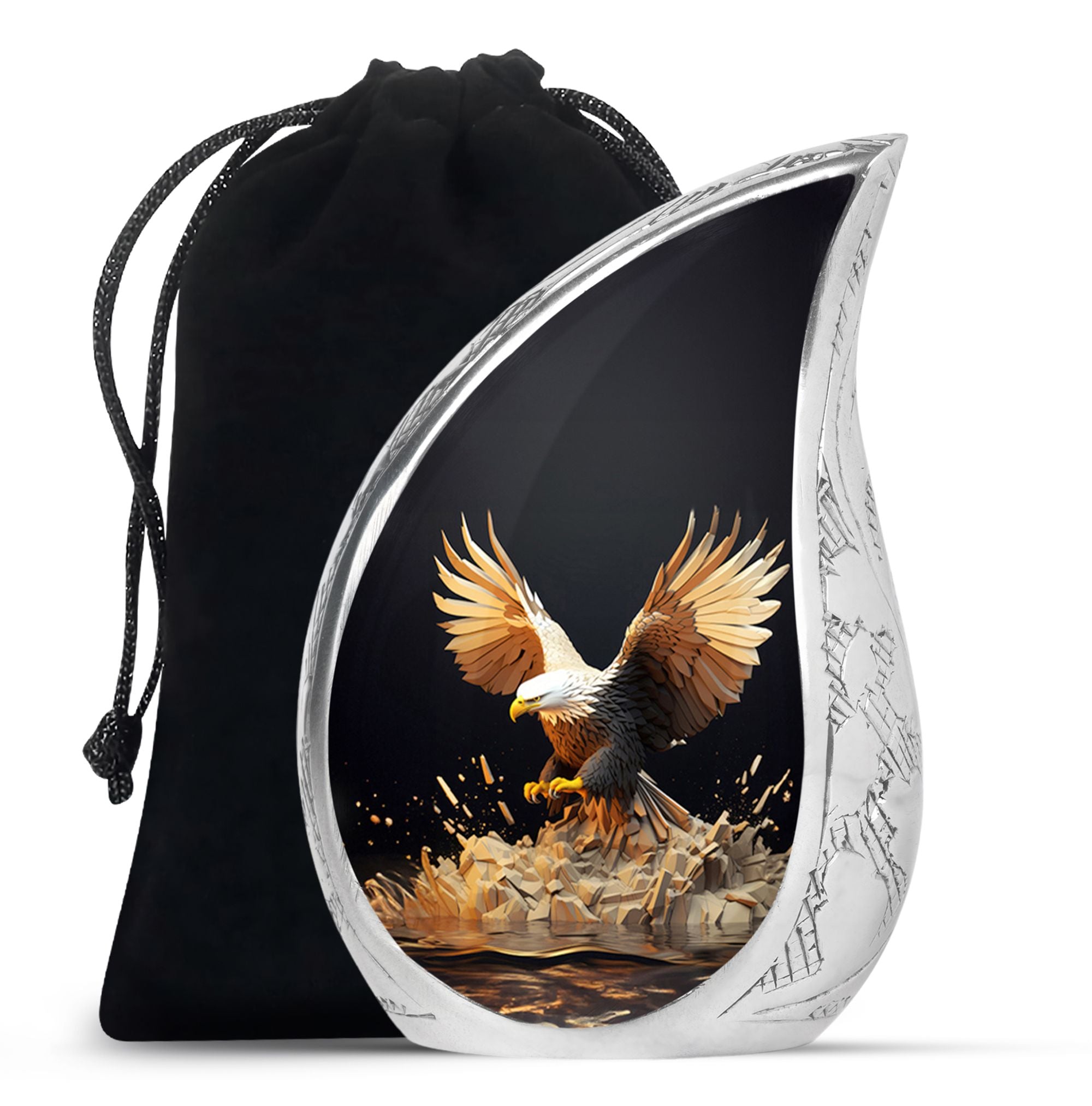 Teardrop Shape Eagle Urn Large 10 Inch