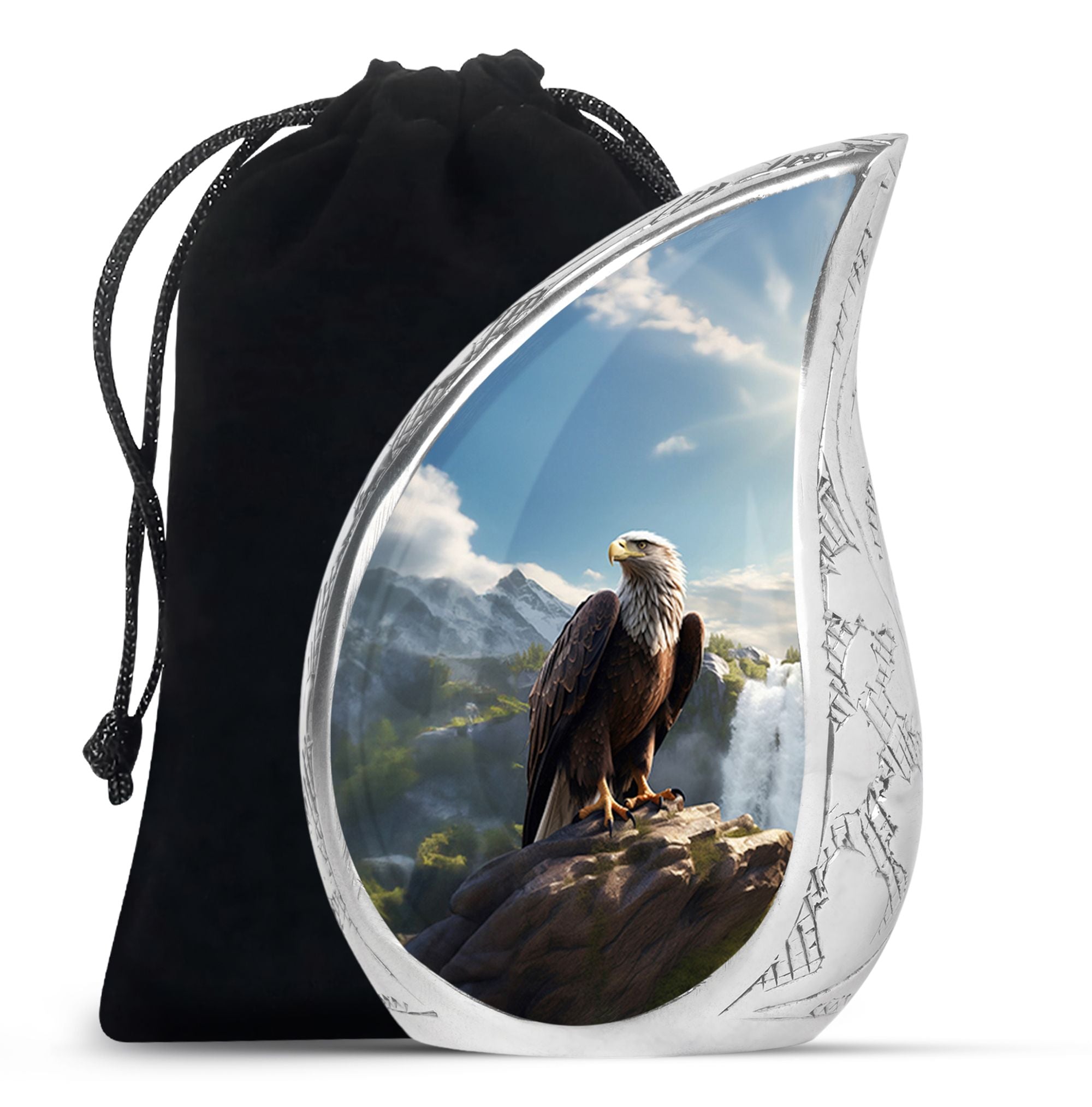 Teardrop Shape Eagle Urn Large 10 Inch