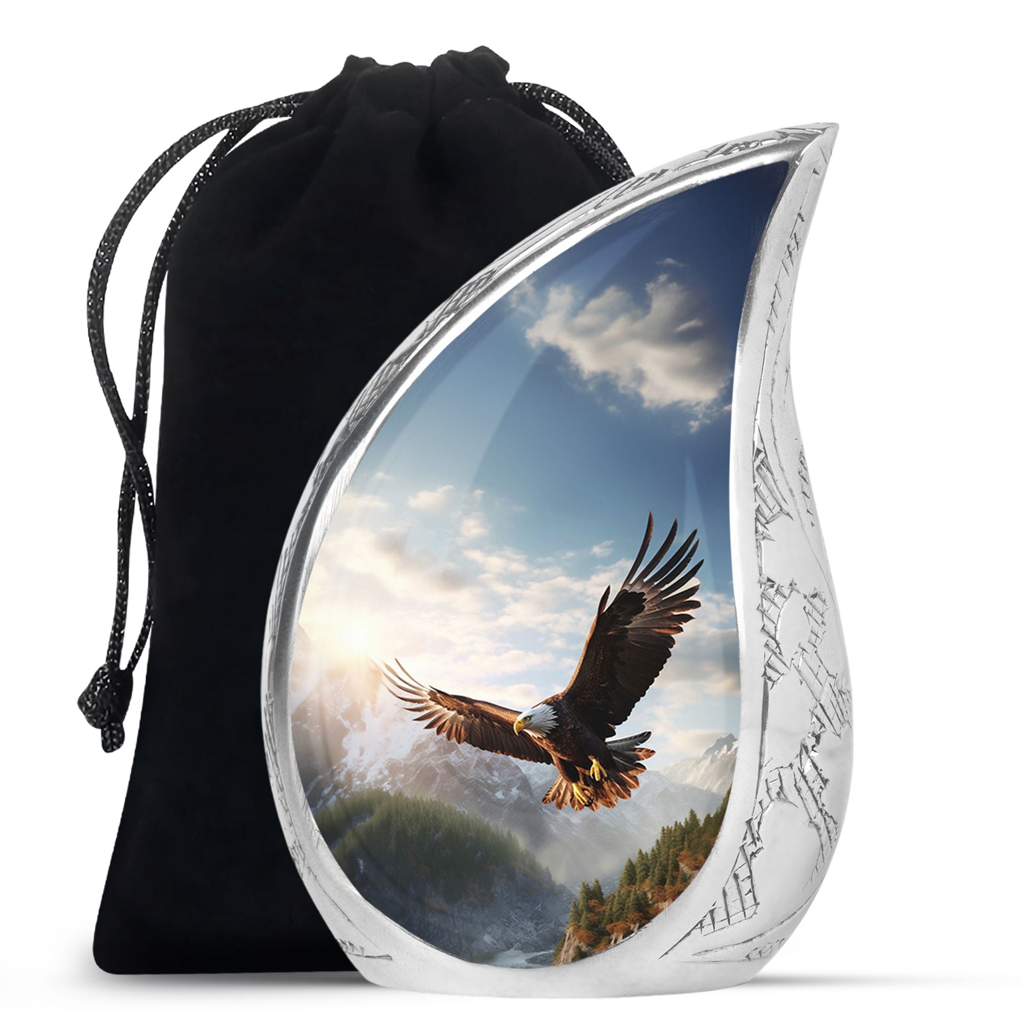 Teardrop Shape Eagle Urn Large 10 Inch