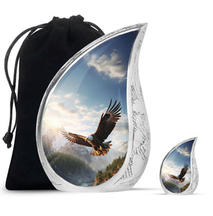 Teardrop Shape Eagle Urn Large Urn With 1 Keepsake Urn