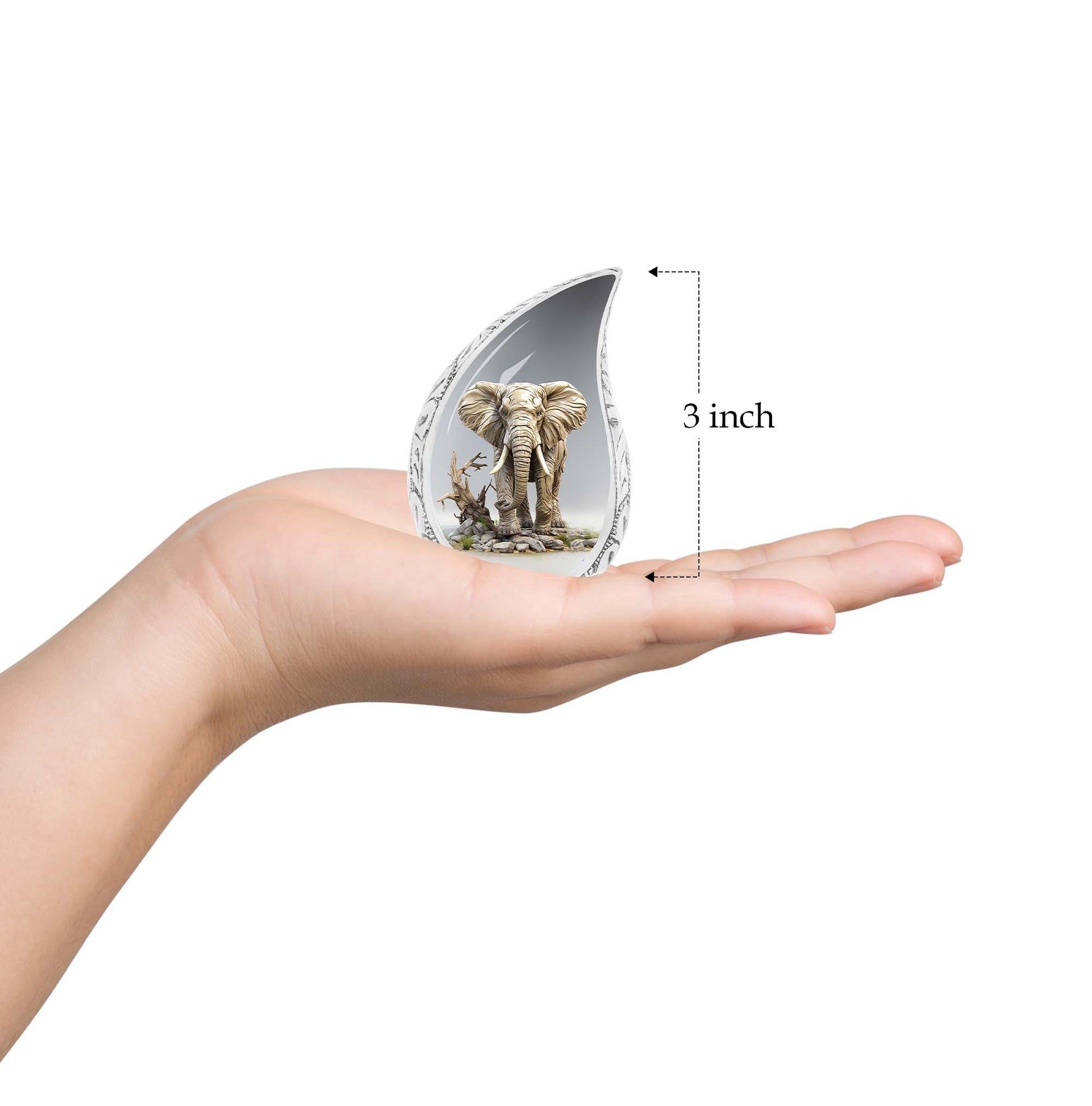 Teardrop Shape Elephant Urn Keepsake 3 Inch