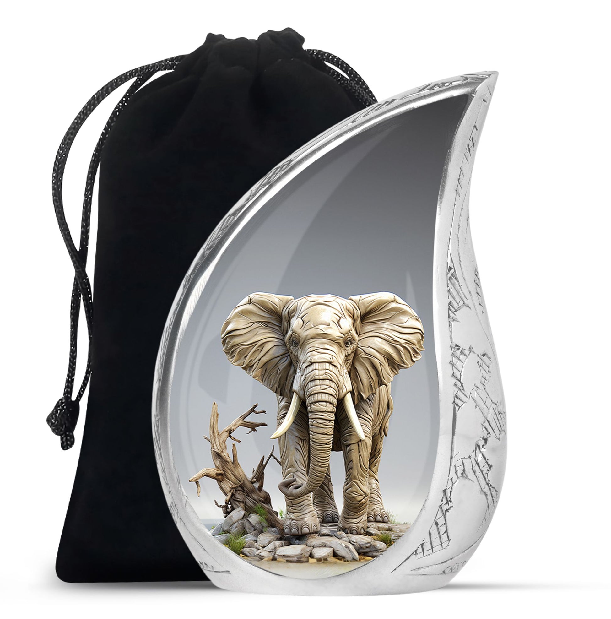 Teardrop Shape Elephant Urn Large 10 Inch