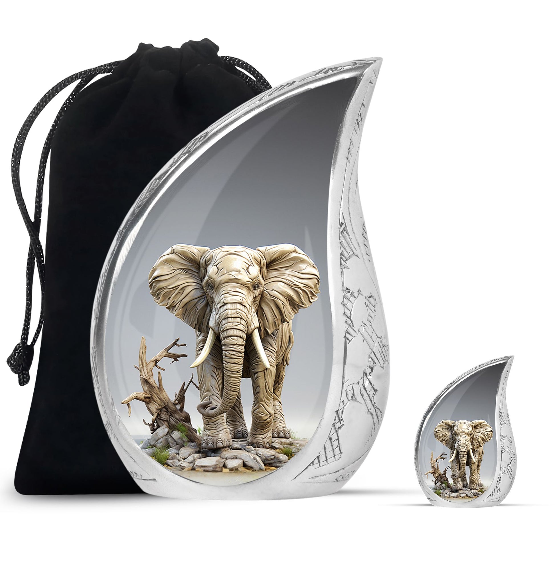 Teardrop Shape Elephant Urn Large Urn With 1 Keepsake Urn