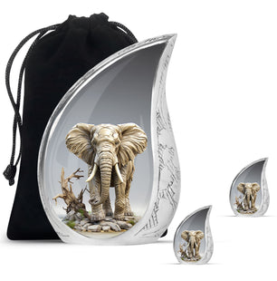 Teardrop Shape Elephant Urn Large Urn With 2 Keepsake Urn