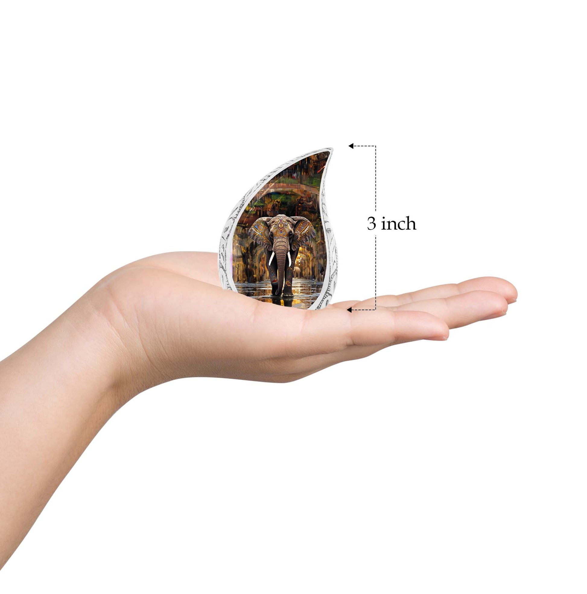 Teardrop Shape Elephant Urn Keepsake 3 Inch