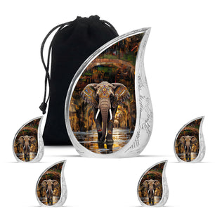 Teardrop Shape Elephant Urn Large Urn With 4 Keepsake Urn