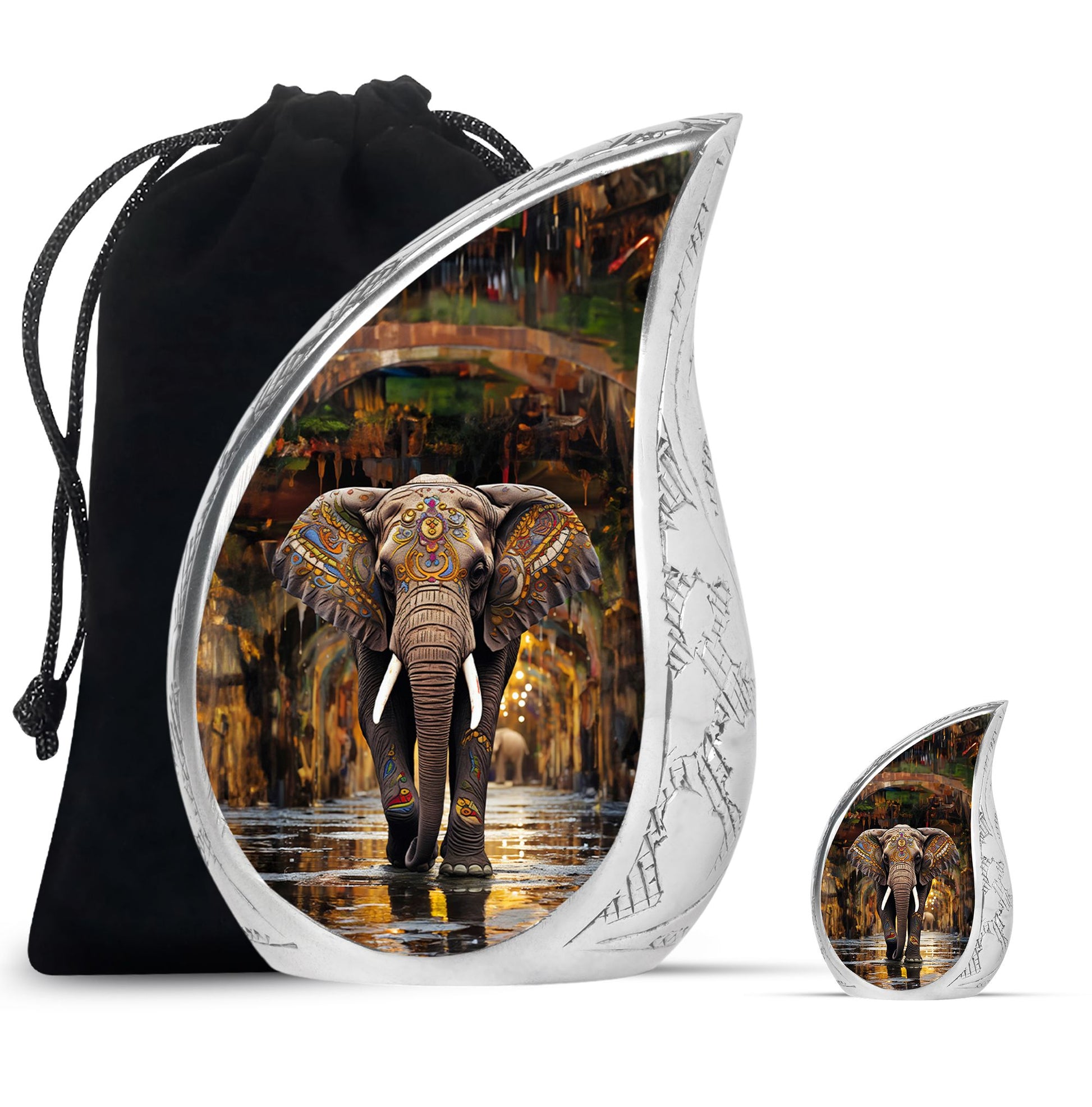 Teardrop Shape Elephant Urn Large Urn With 1 Keepsake Urn