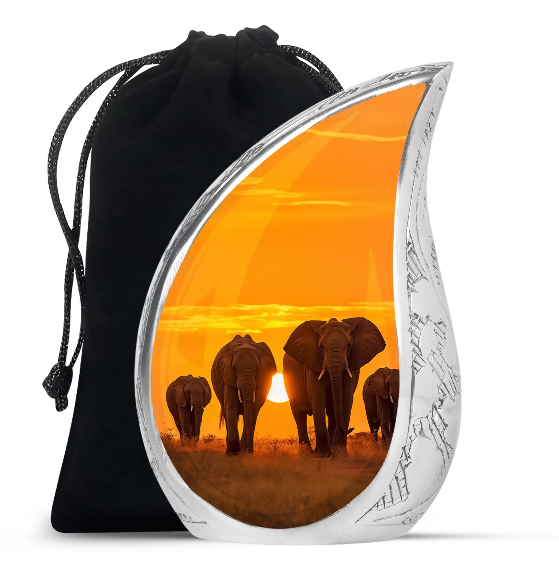 Teardrop Shape Elephant Urn Large 10 Inch