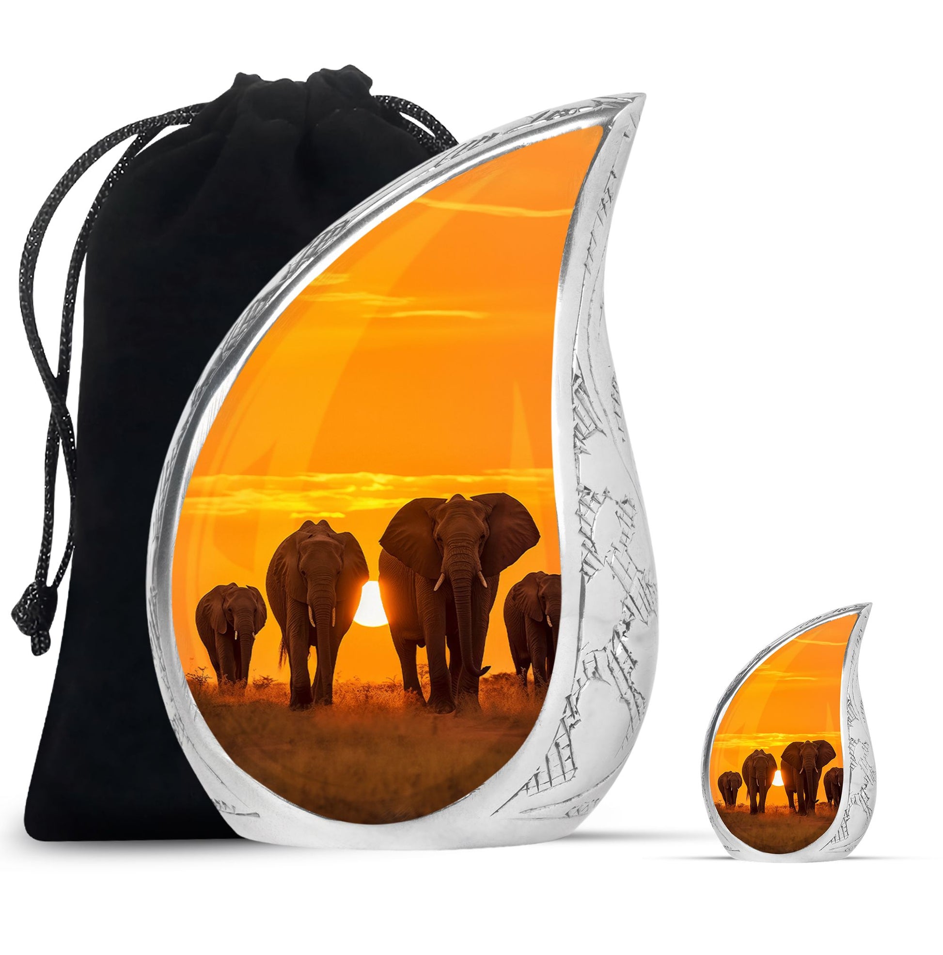 Teardrop Shape Elephant Urn Large Urn With 1 Keepsake Urn