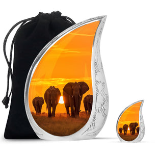 Teardrop Shape Elephant Urn Large Urn With 1 Keepsake Urn