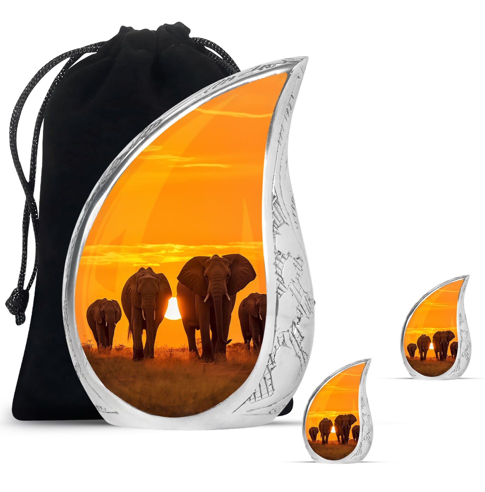 Teardrop Shape Elephant Urn Large Urn With 2 Keepsake Urn