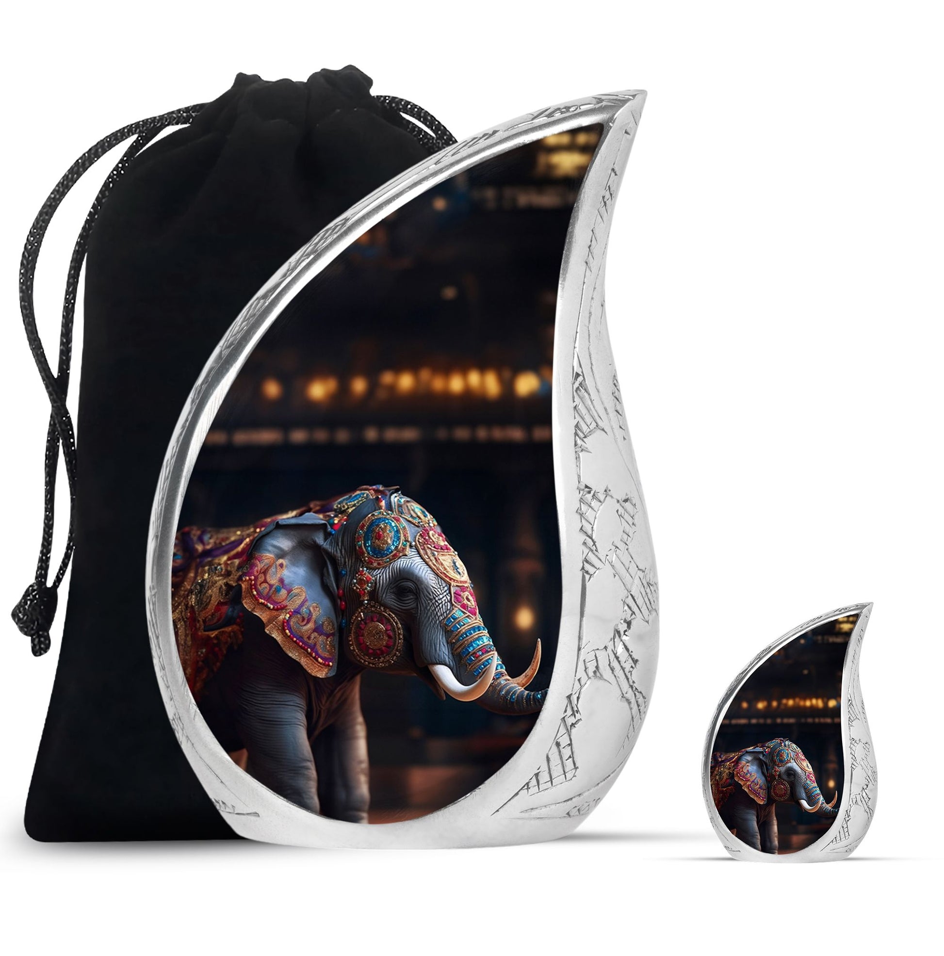 Teardrop Shape Elephant Urn Large Urn With 1 Keepsake Urn