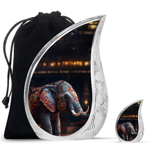 Teardrop Shape Elephant Urn Large Urn With 1 Keepsake Urn