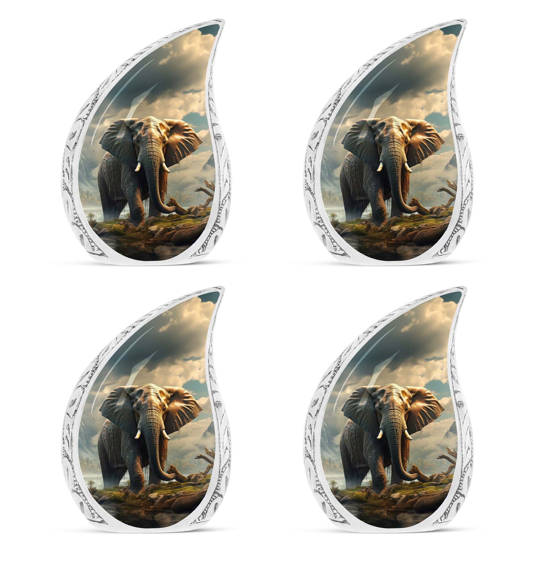 Teardrop Shape Elephant Urn Keepsake Urn Pack of 4