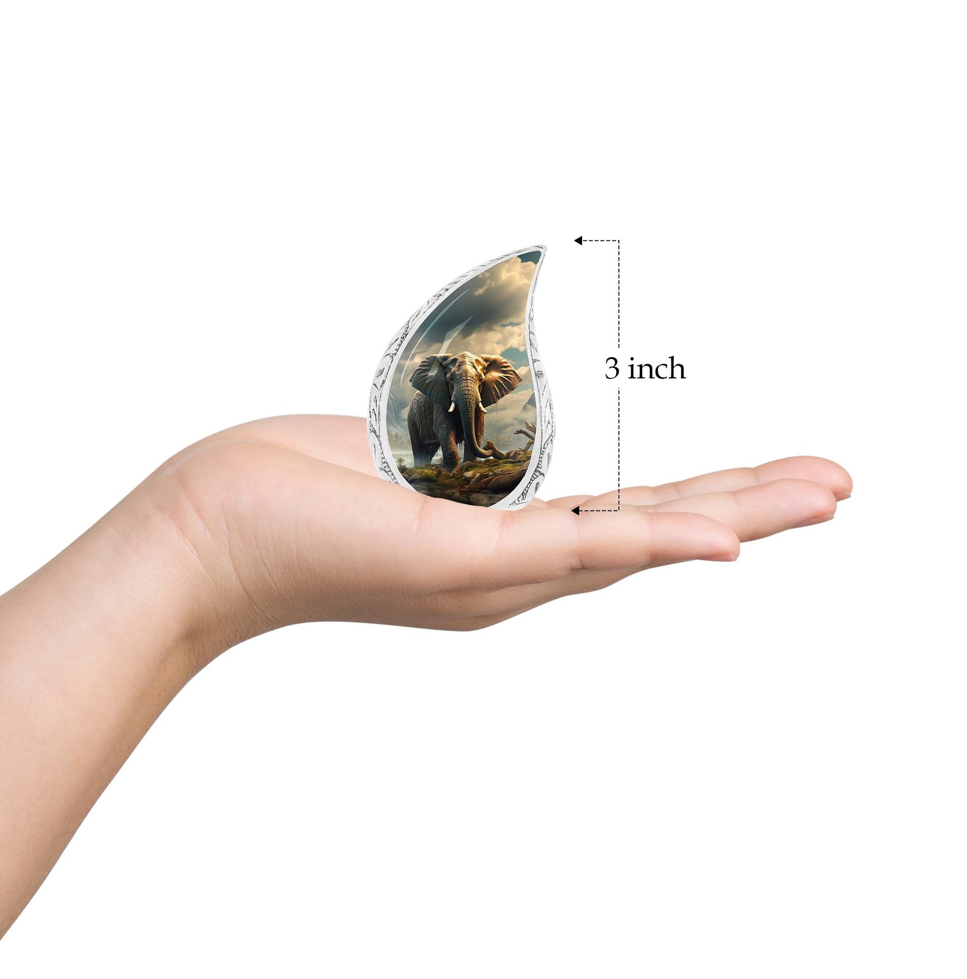 Teardrop Shape Elephant Urn Keepsake 3 Inch