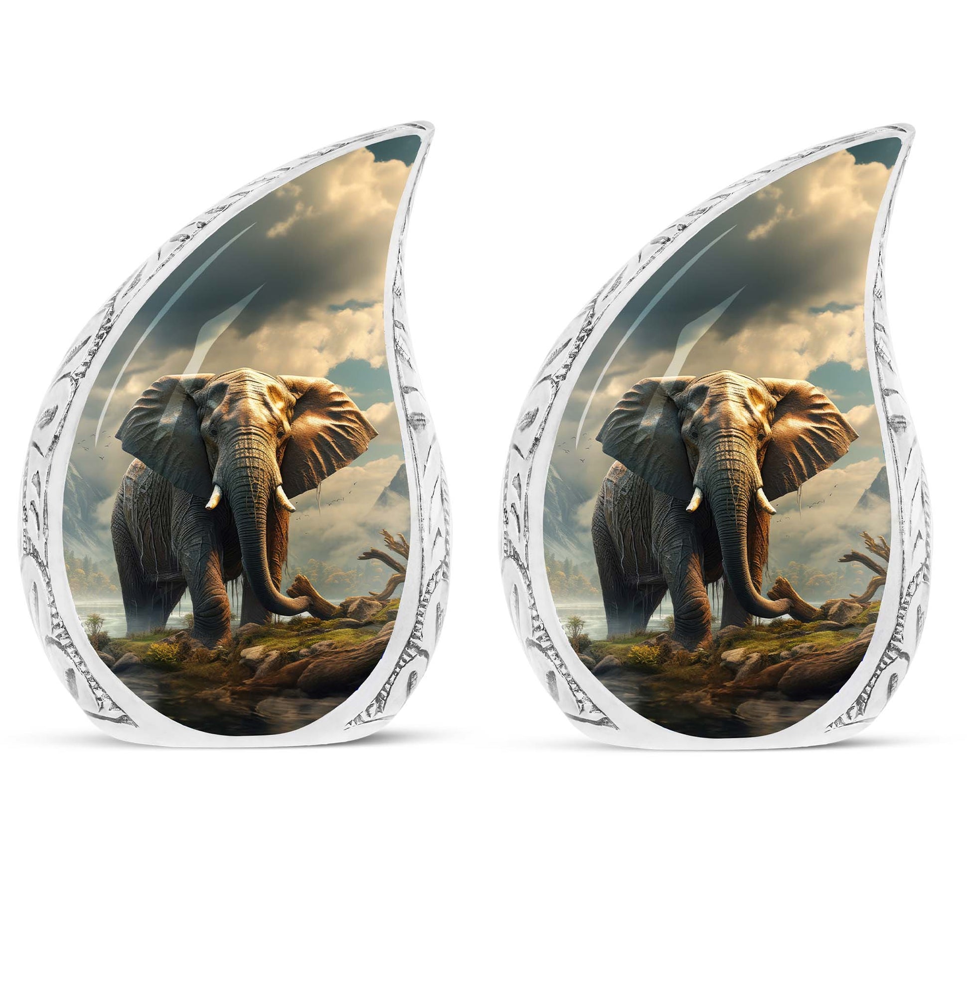 Teardrop Shape Elephant Urn Keepsake Urn Pack of 2