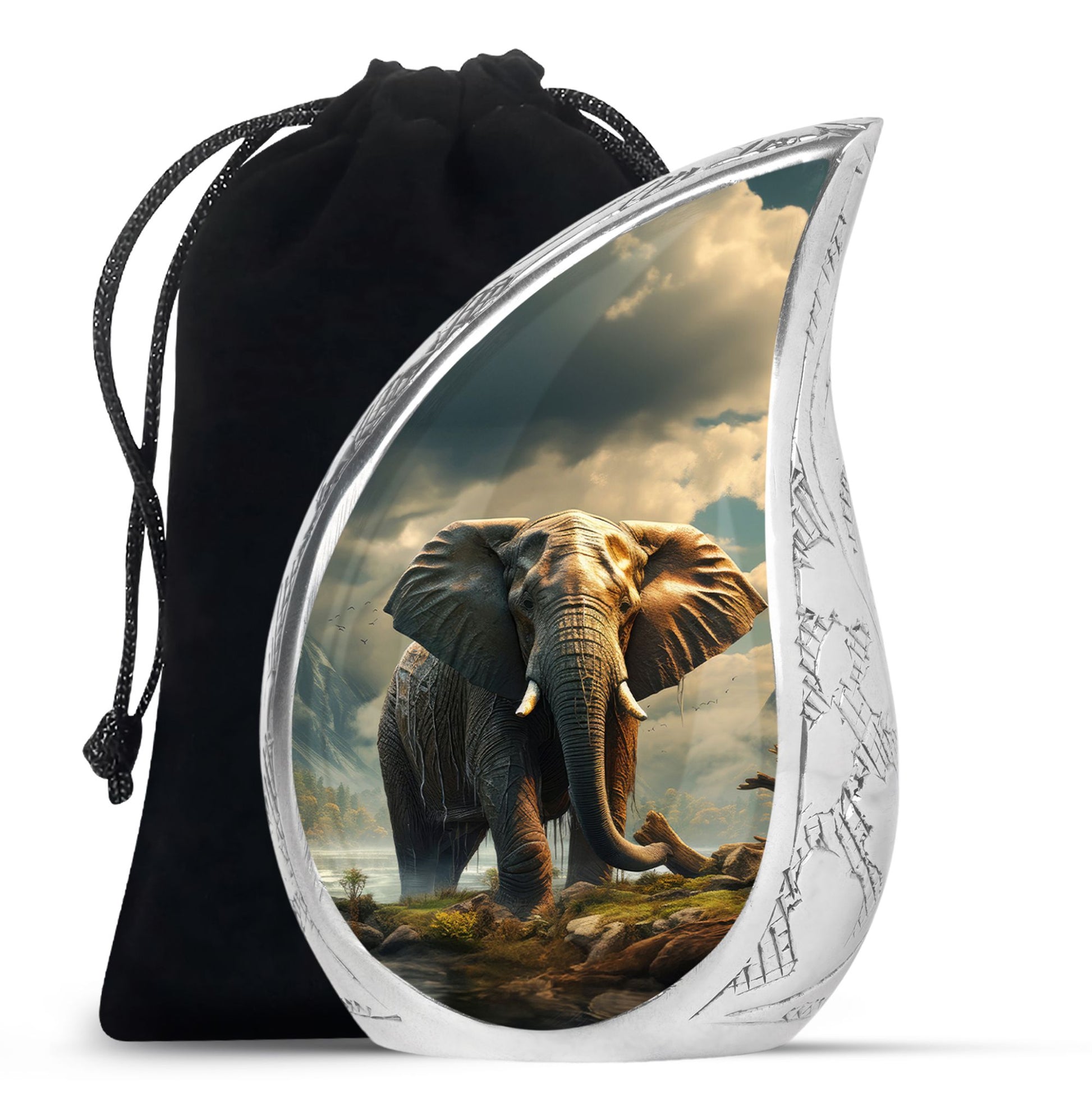 Teardrop Shape Elephant Urn Large 10 Inch