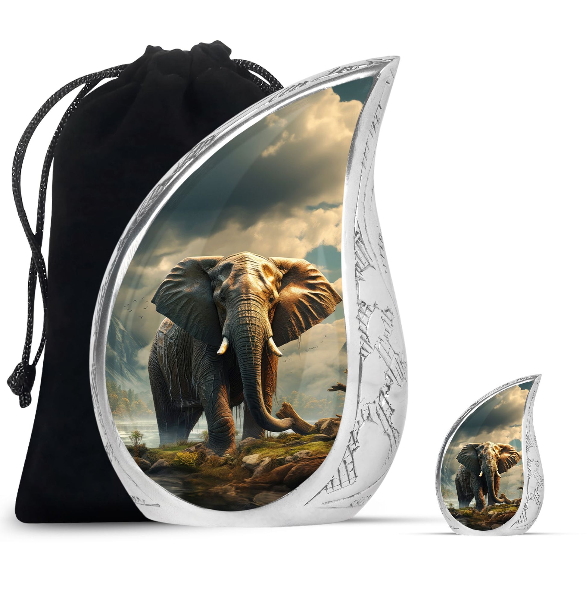 Teardrop Shape Elephant Urn Large Urn With 1 Keepsake Urn