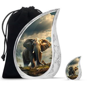 Teardrop Shape Elephant Urn Large Urn With 1 Keepsake Urn