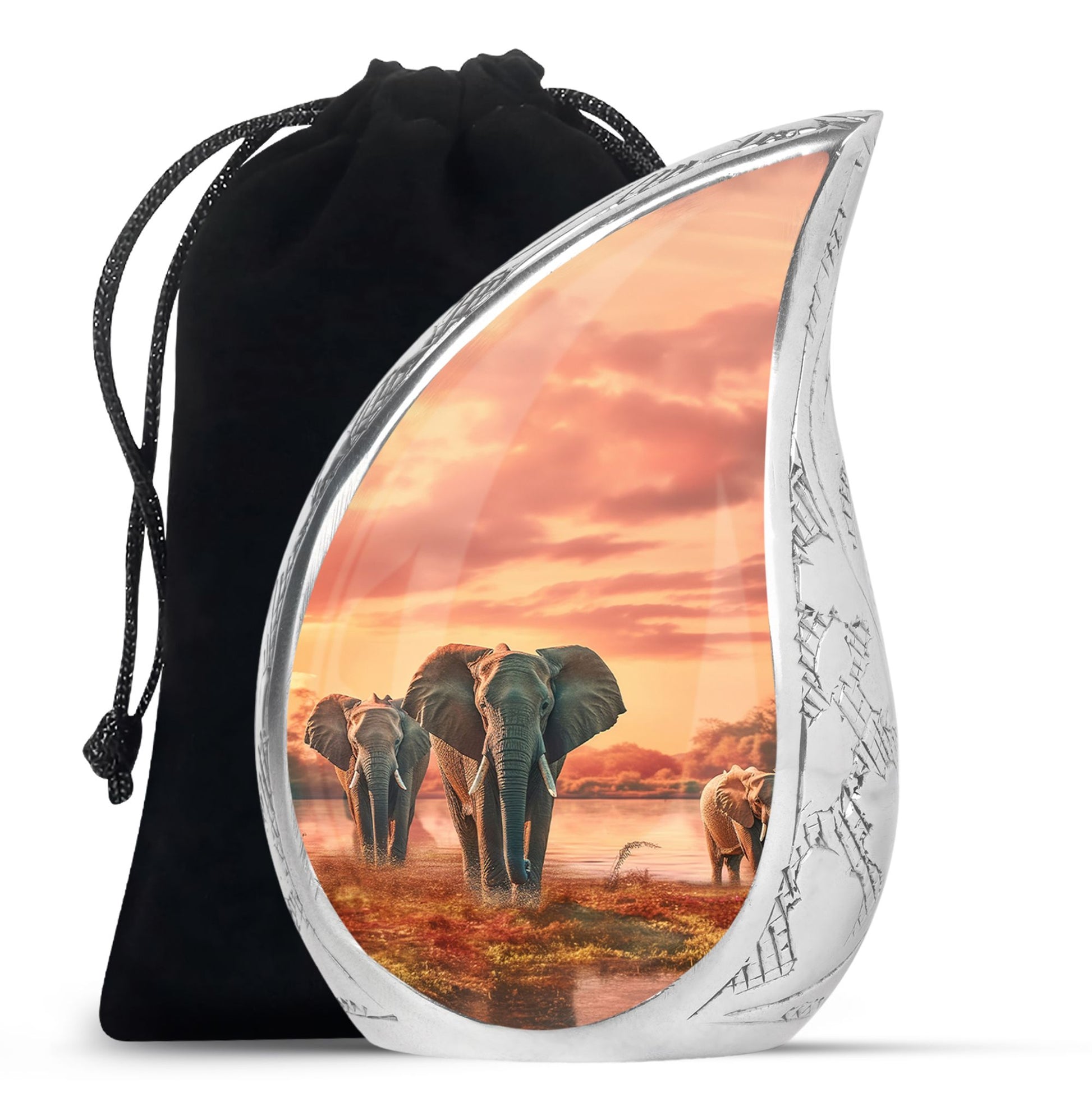 Teardrop Shape Elephant Urn Large 10 Inch