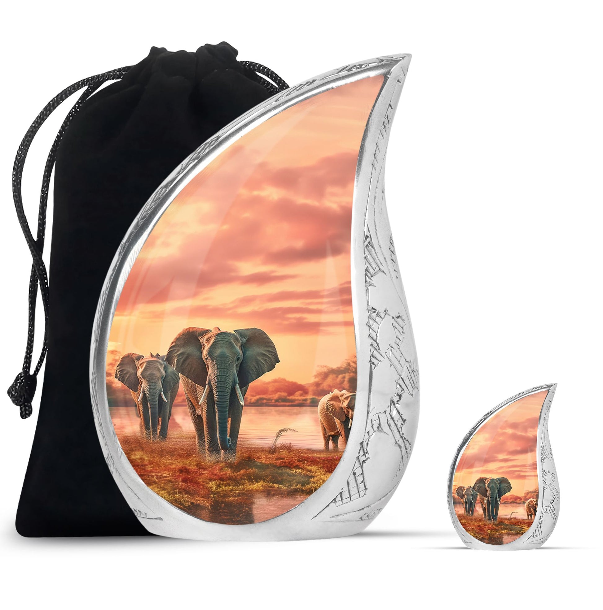 Teardrop Shape Elephant Urn Large Urn With 1 Keepsake Urn