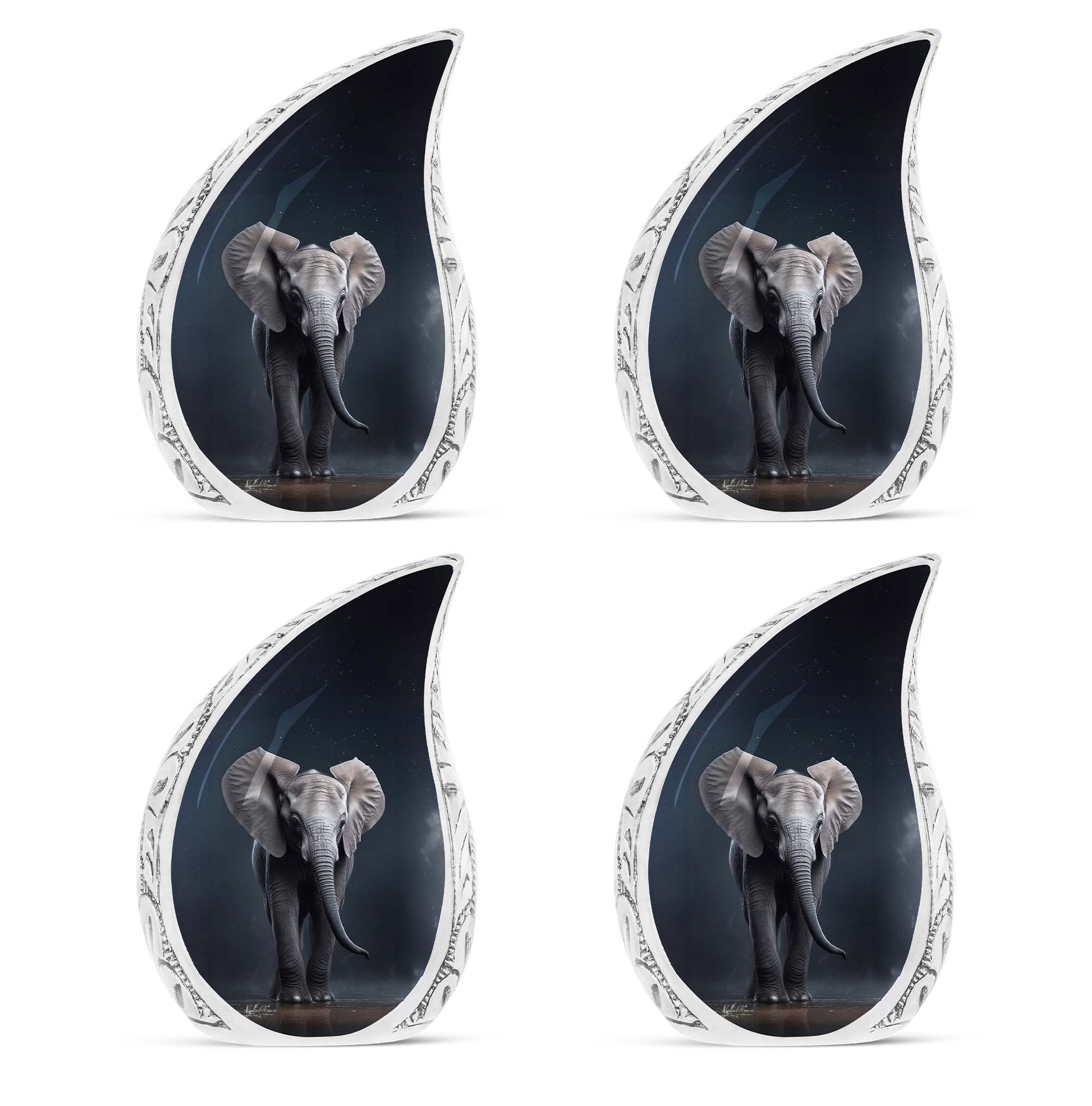 Teardrop Shape Elephant Urn Keepsake Urn Pack of 4