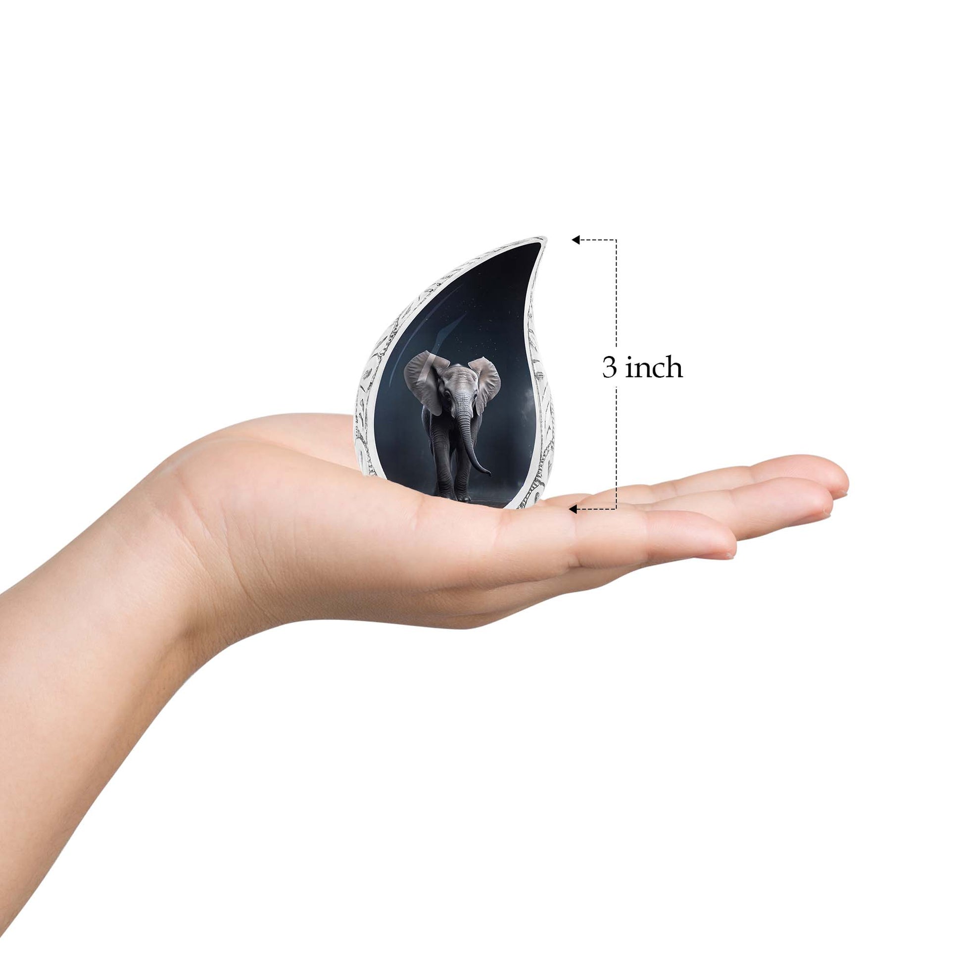 Teardrop Shape Elephant Urn Keepsake 3 Inch