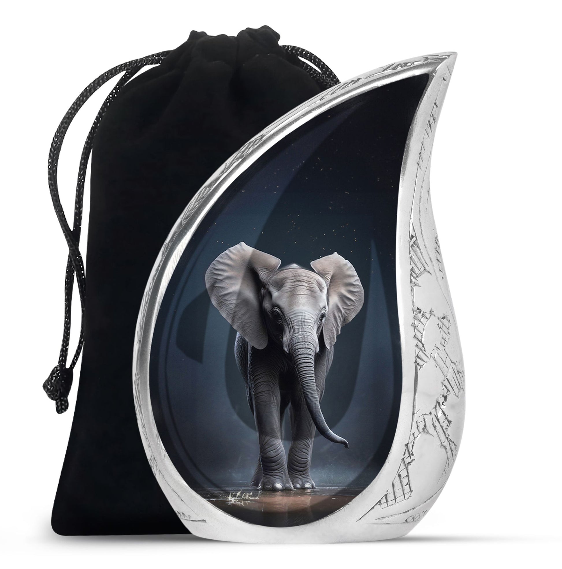 Teardrop Shape Elephant Urn Large 10 Inch