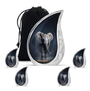 Teardrop Shape Elephant Urn Large Urn With 4 Keepsake Urn