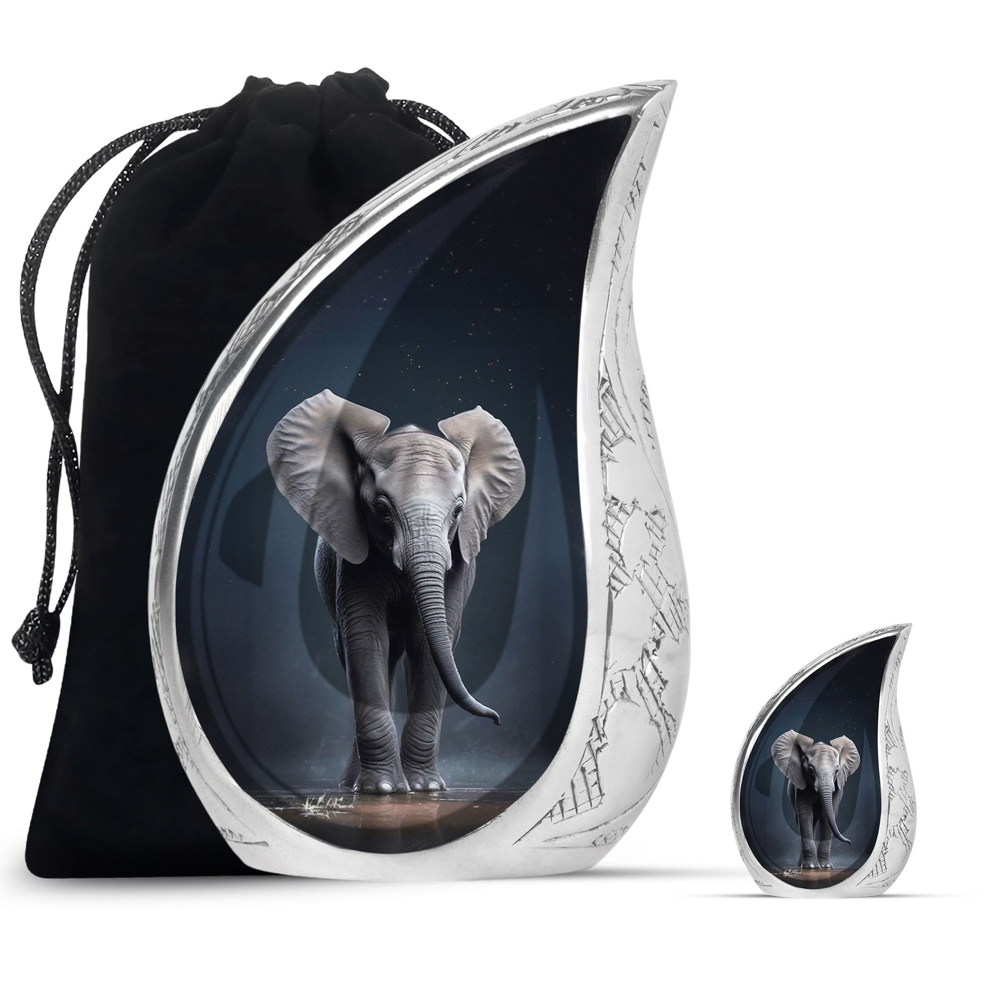 Teardrop Shape Elephant Urn Large Urn With 1 Keepsake Urn