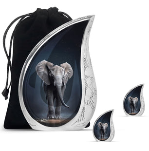 Teardrop Shape Elephant Urn Large Urn With 2 Keepsake Urn