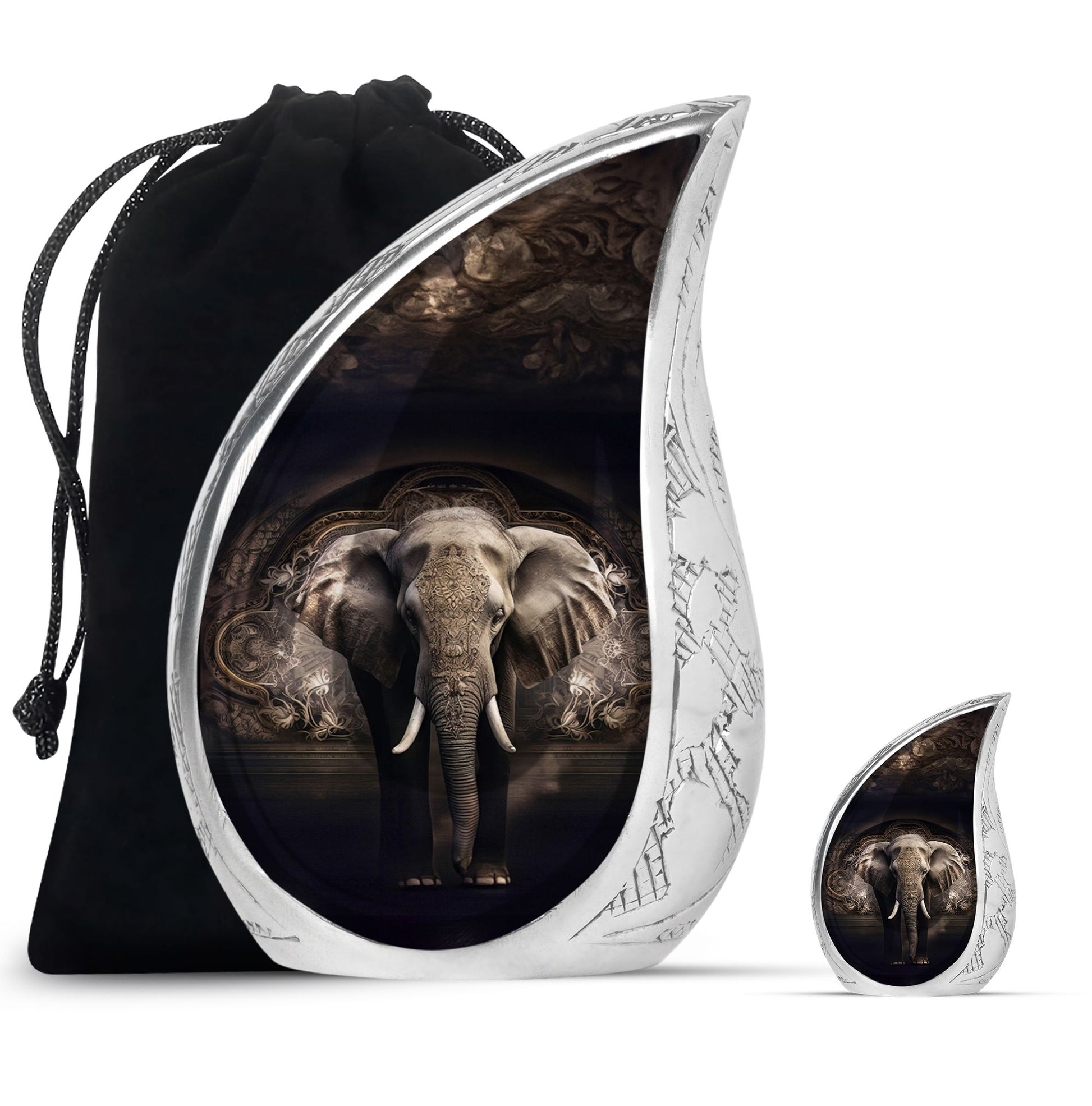 Teardrop Shape Elephant Urn Large Urn With 1 Keepsake Urn