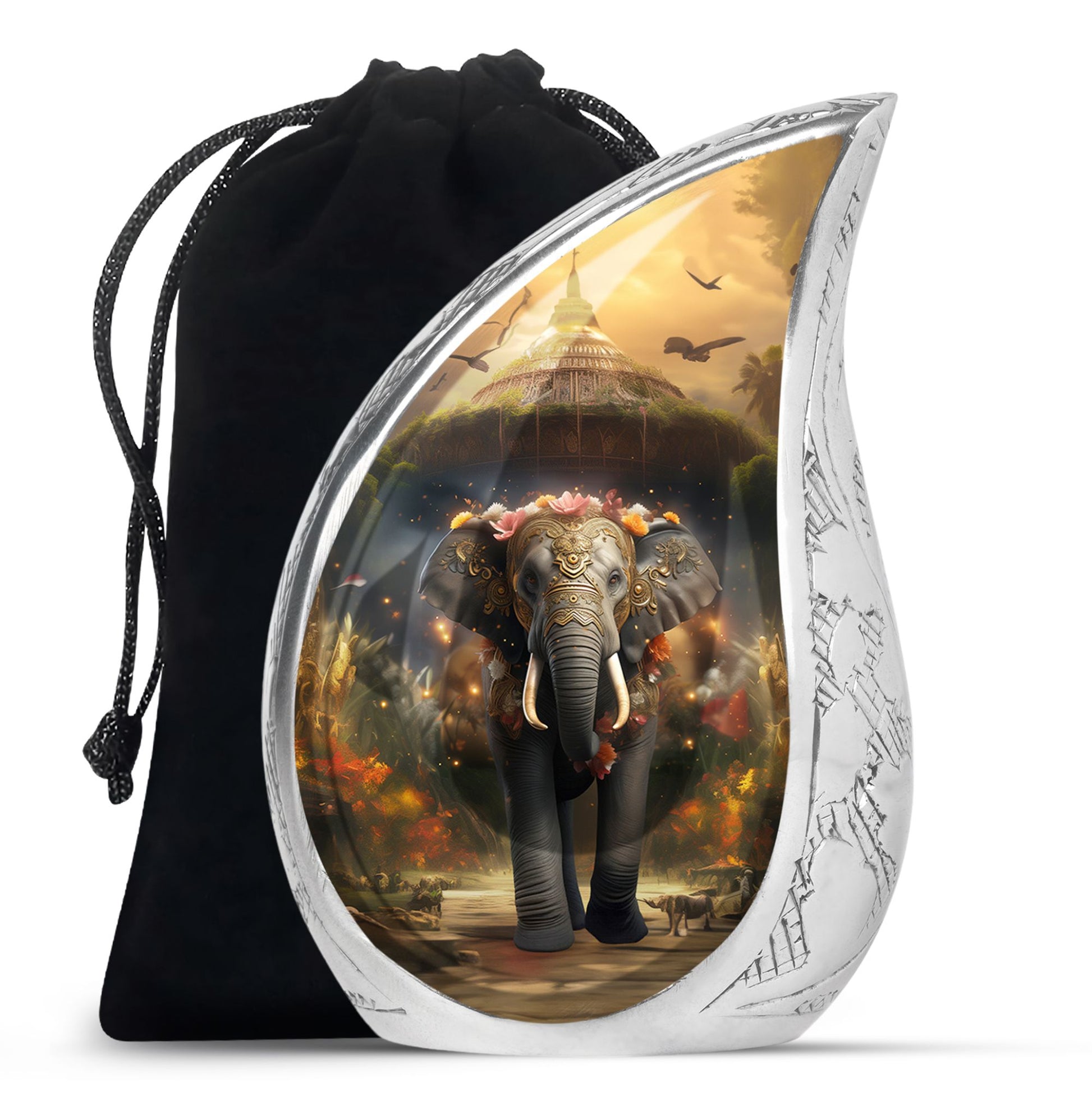Teardrop Shape Elephant Urn Large 10 Inch