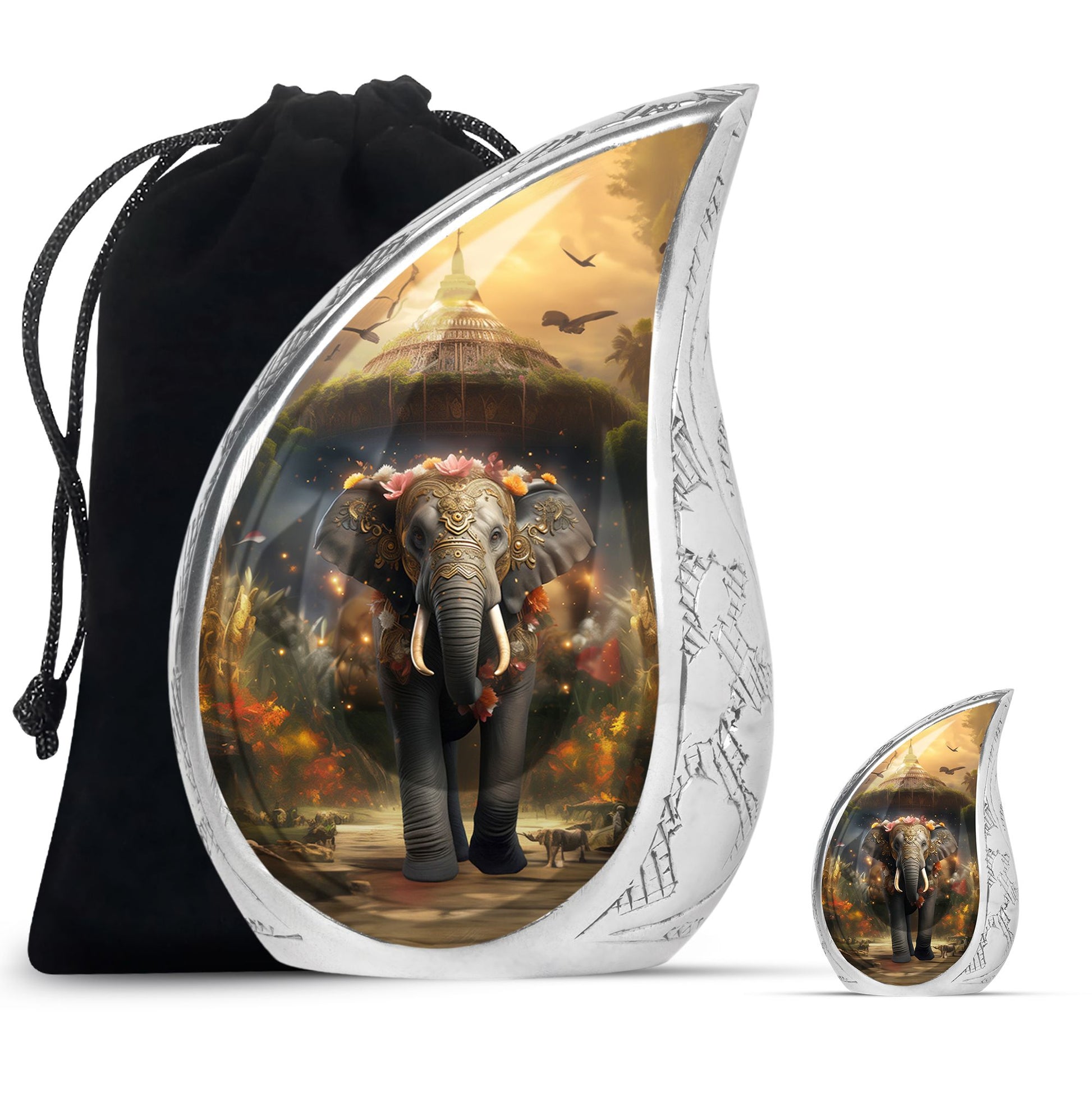 Teardrop Shape Elephant Urn Large Urn With 1 Keepsake Urn