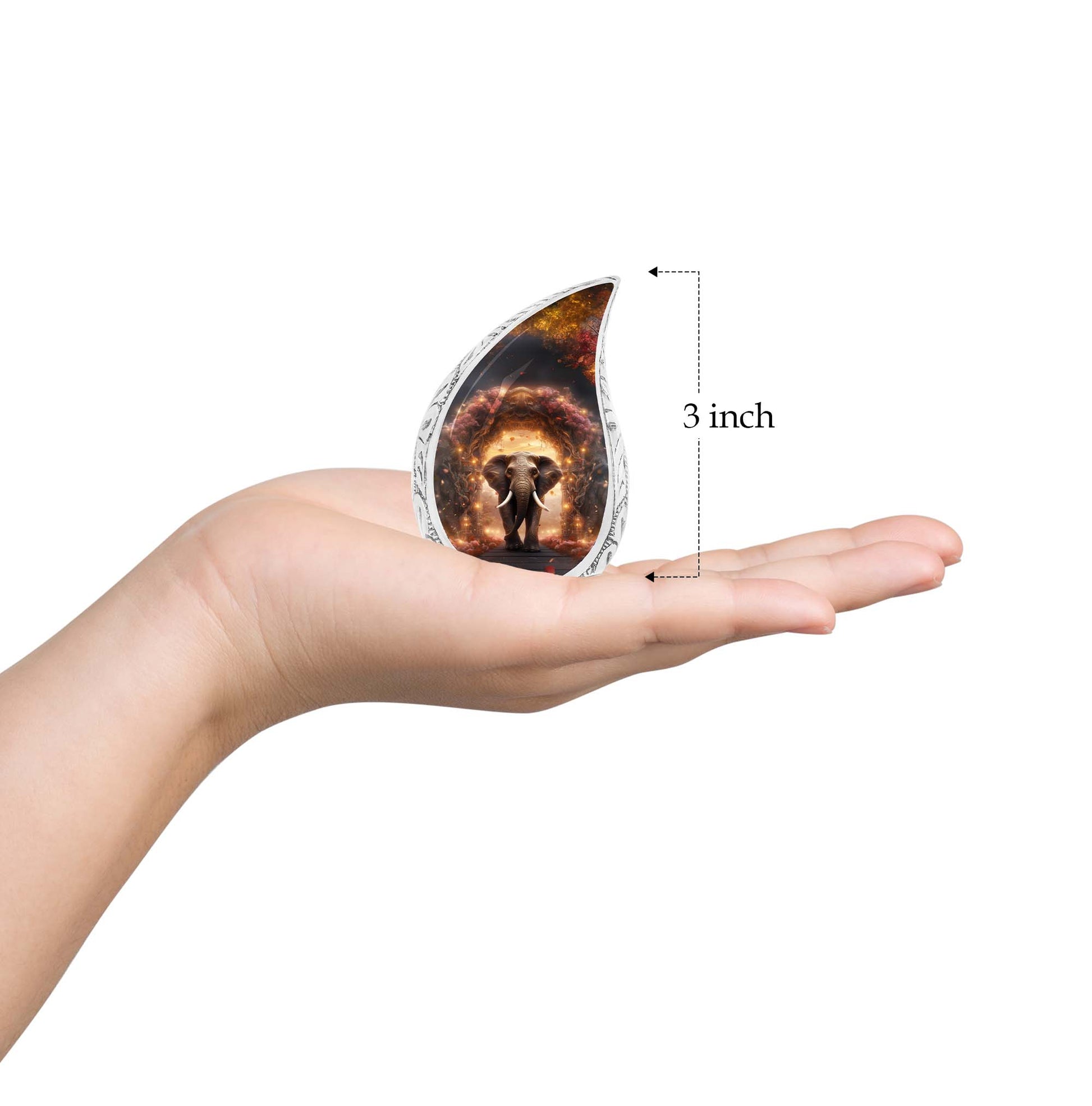 Teardrop Shape Elephant Urn Keepsake 3 Inch