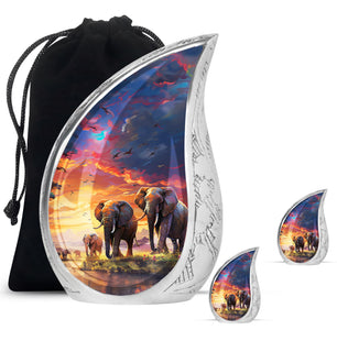 Teardrop Shape Elephant Urn Large Urn With 2 Keepsake Urn