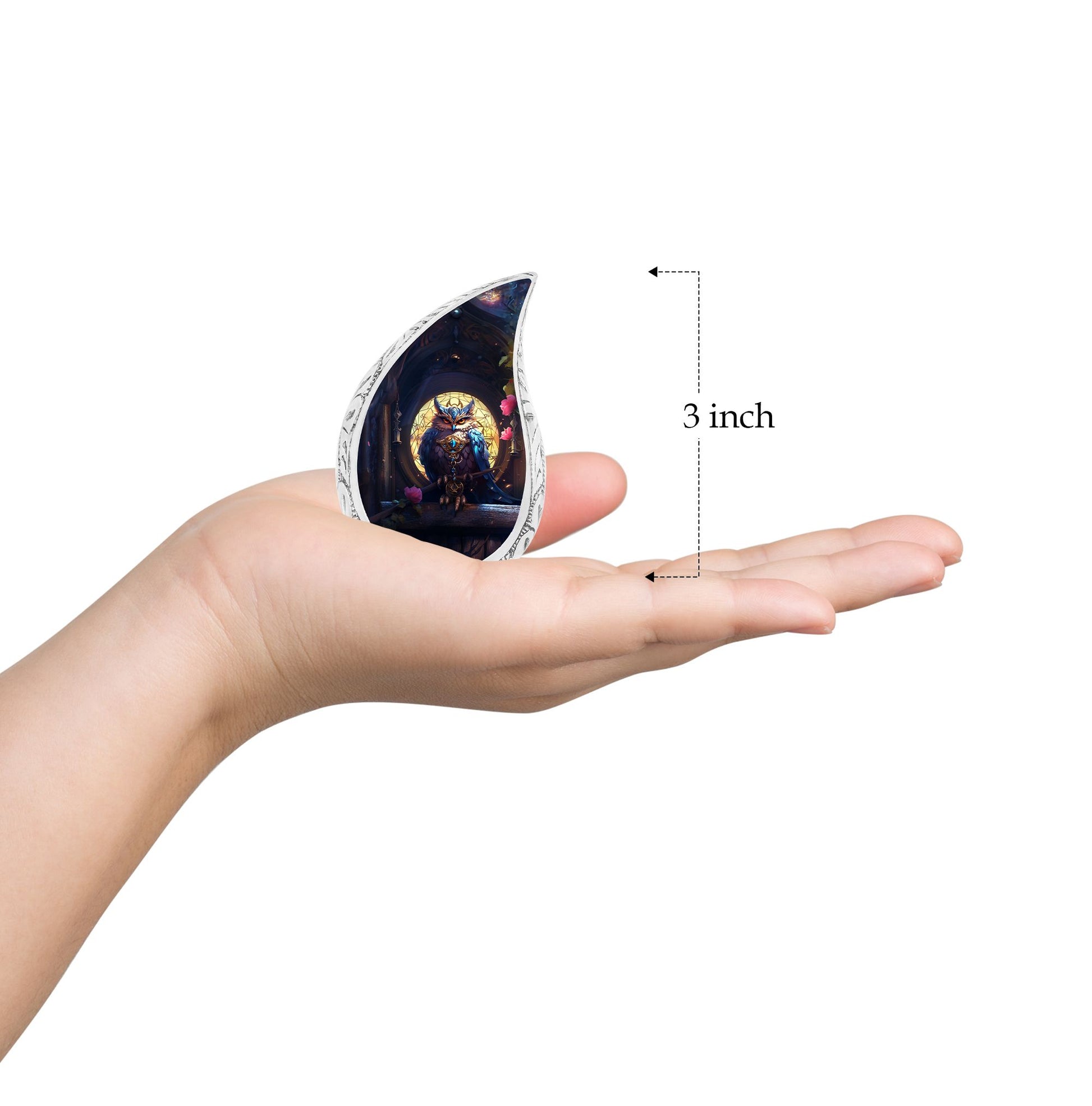 Teardrop Shape Owl Urn Keepsake 3 Inch
