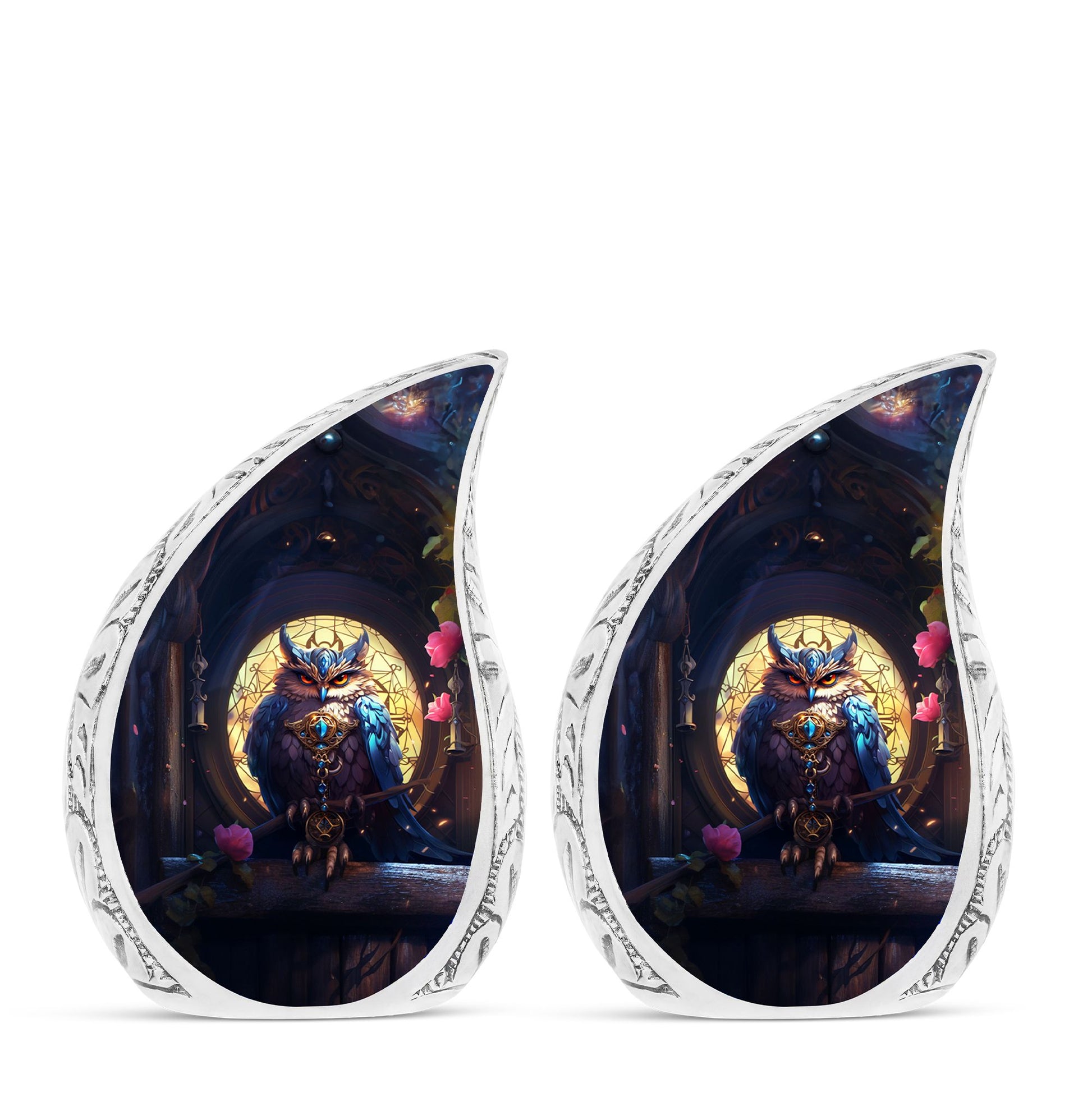 Teardrop Shape Owl Urn Keepsake Urn Pack of 2