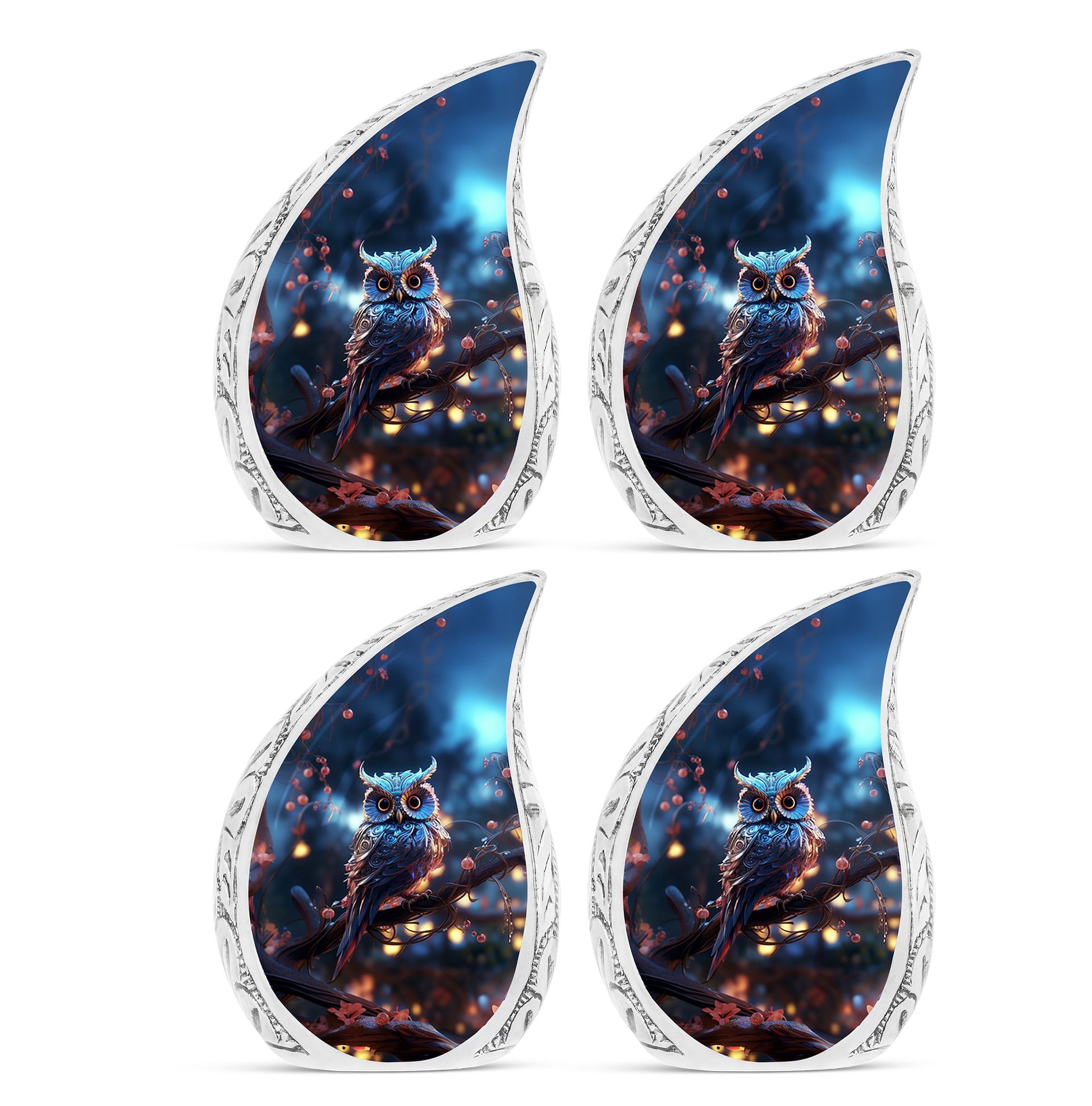 Teardrop Shape Owl Urn Keepsake Urn Pack of 4