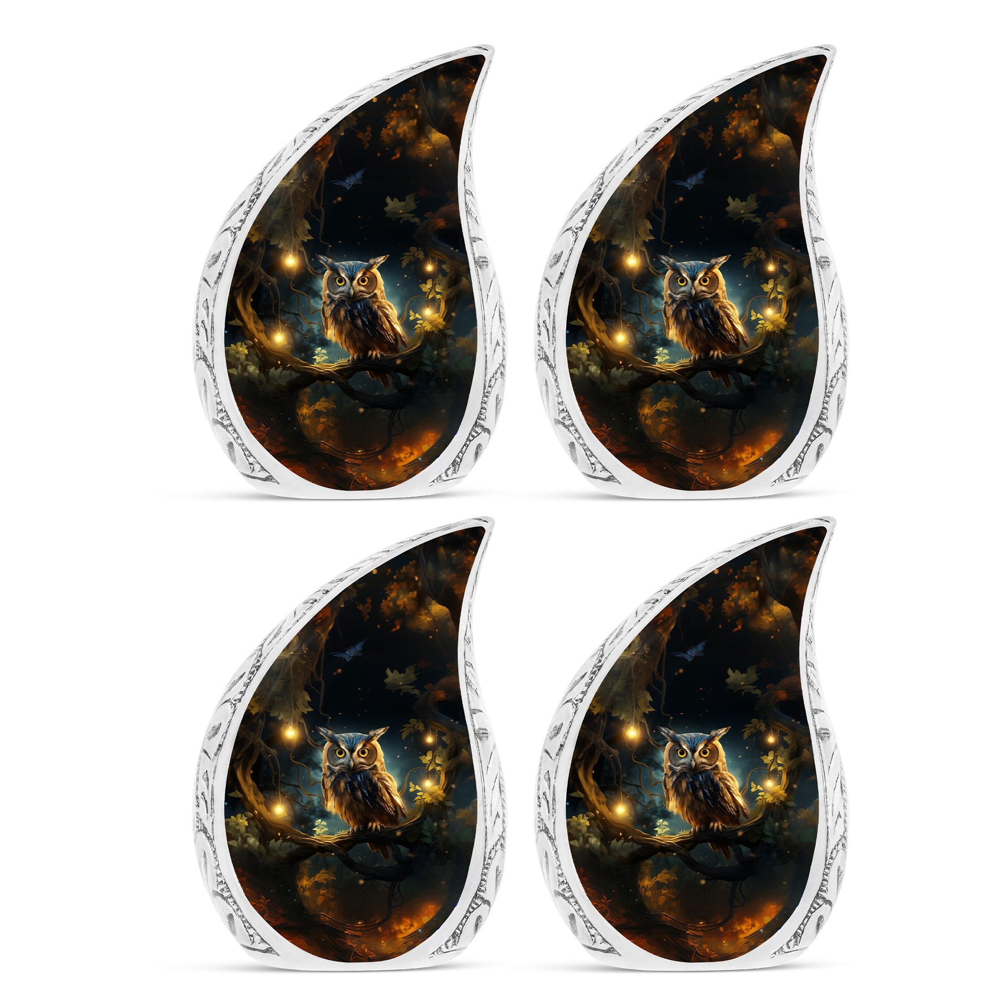 Teardrop Shape Owl Urn Keepsake Urn Pack of 4