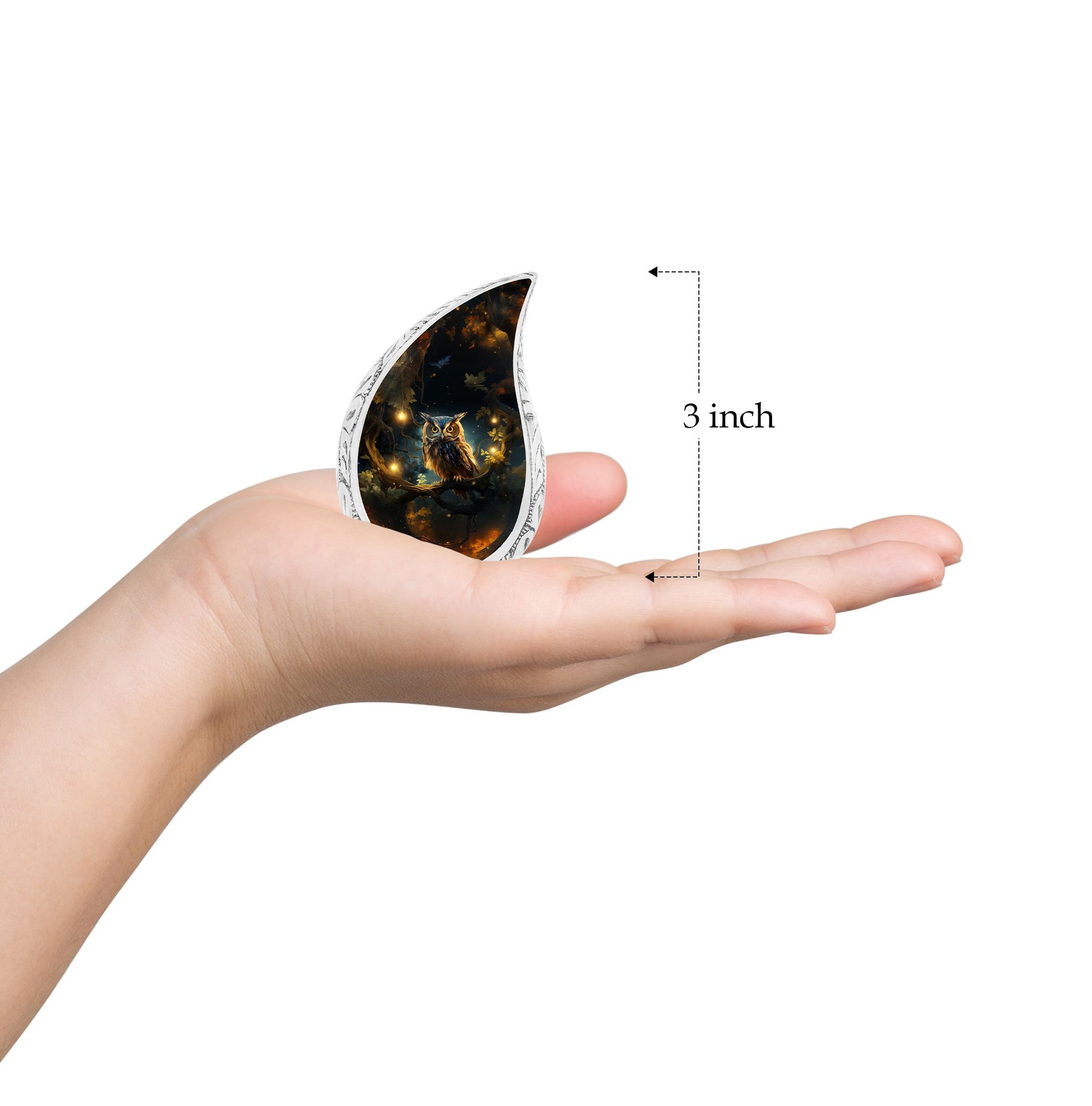Teardrop Shape Owl Urn Keepsake 3 Inch
