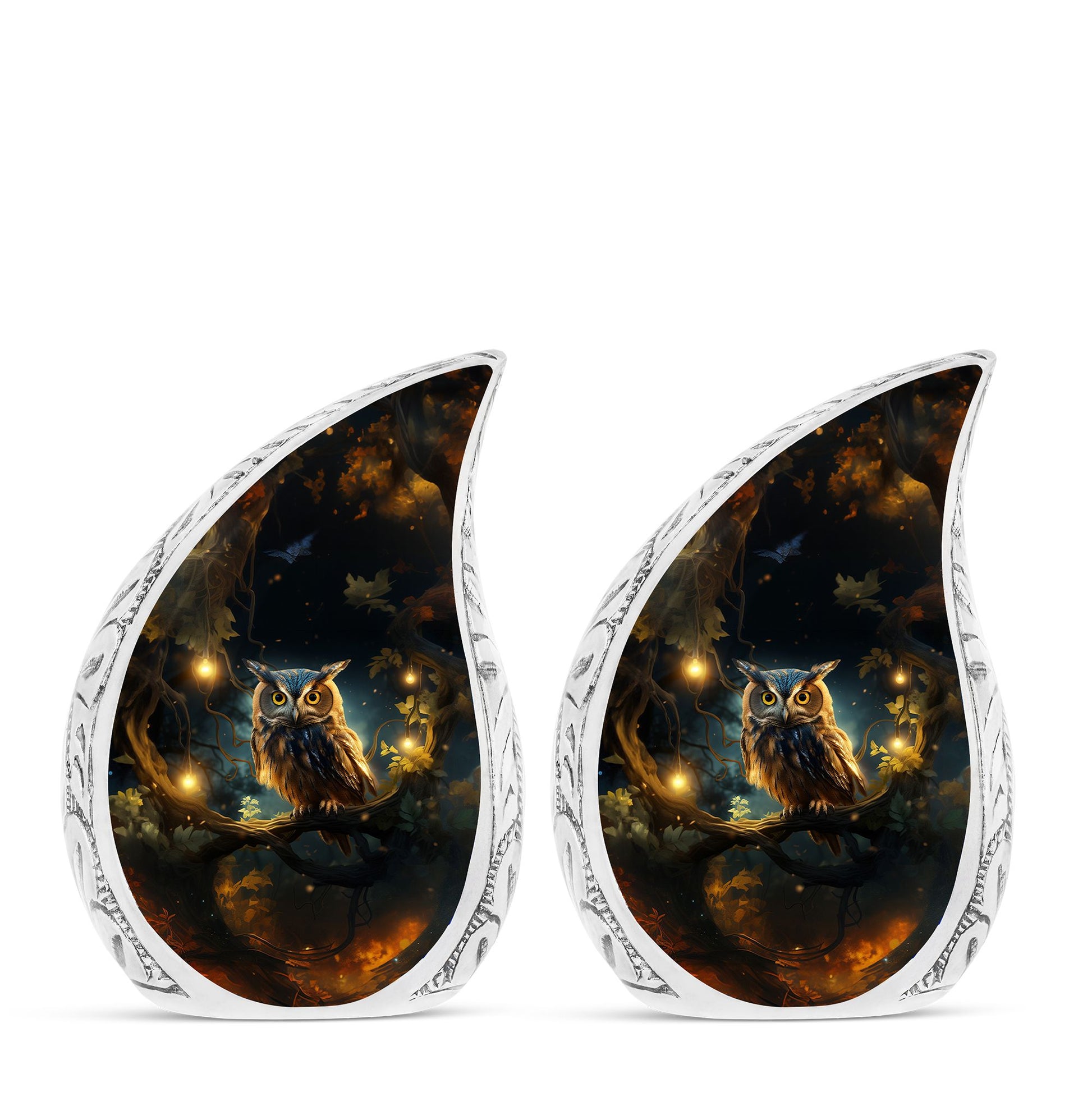 Teardrop Shape Owl Urn Keepsake Urn Pack of 2