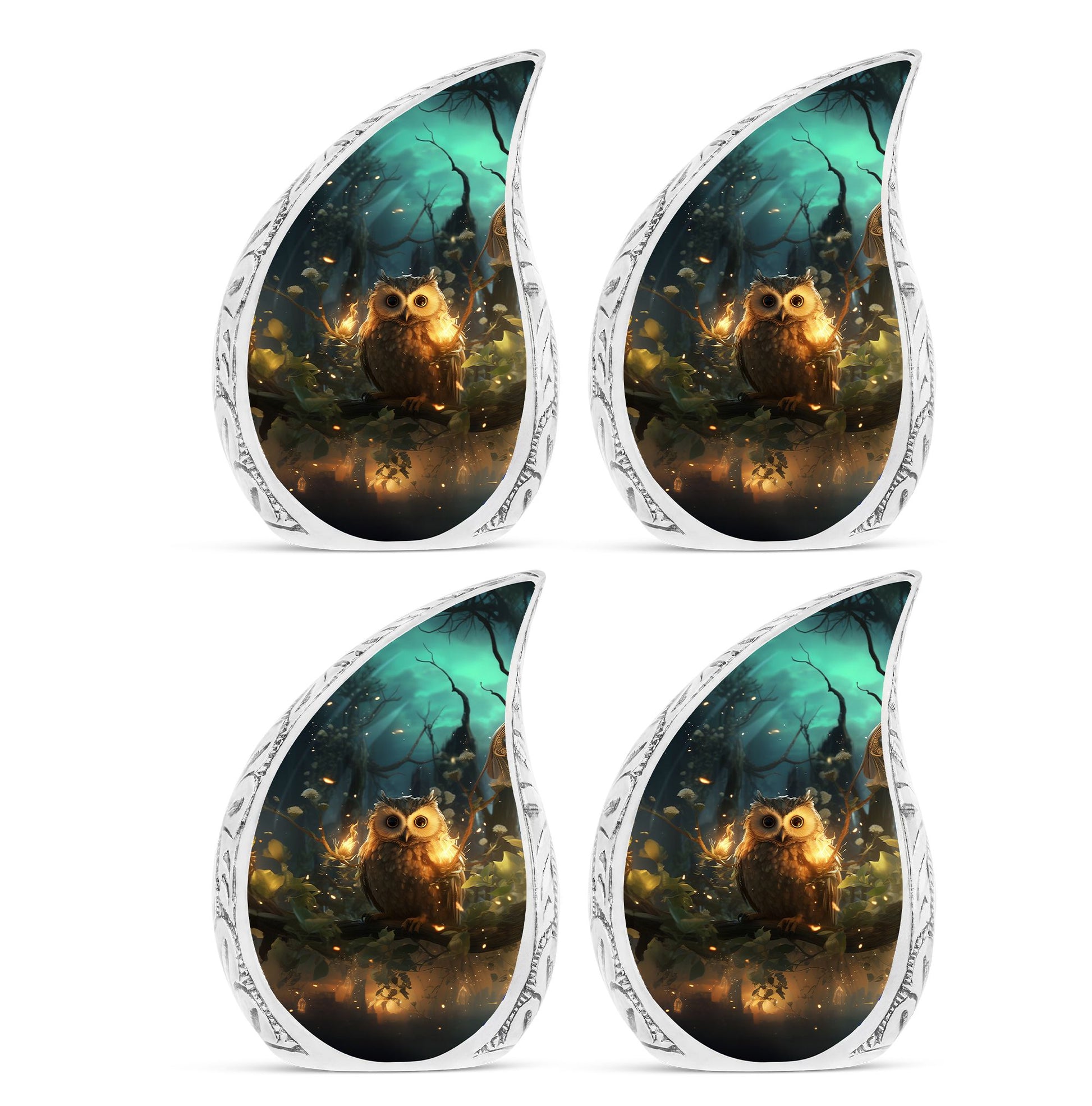 Teardrop Shape Owl Urn Keepsake Urn Pack of 4