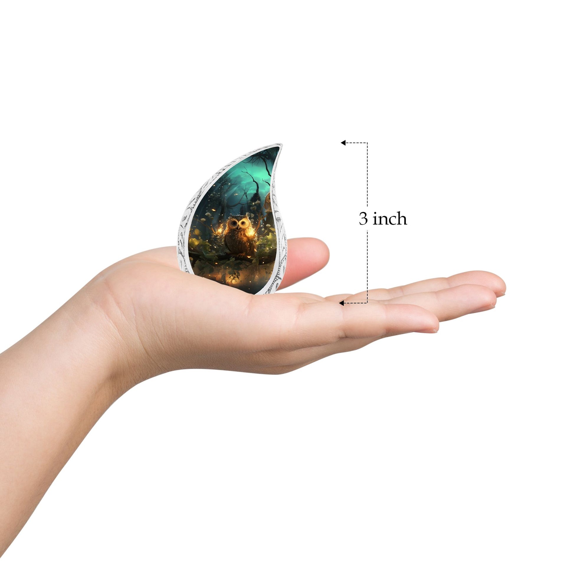 Teardrop Shape Owl Urn Keepsake 3 Inch