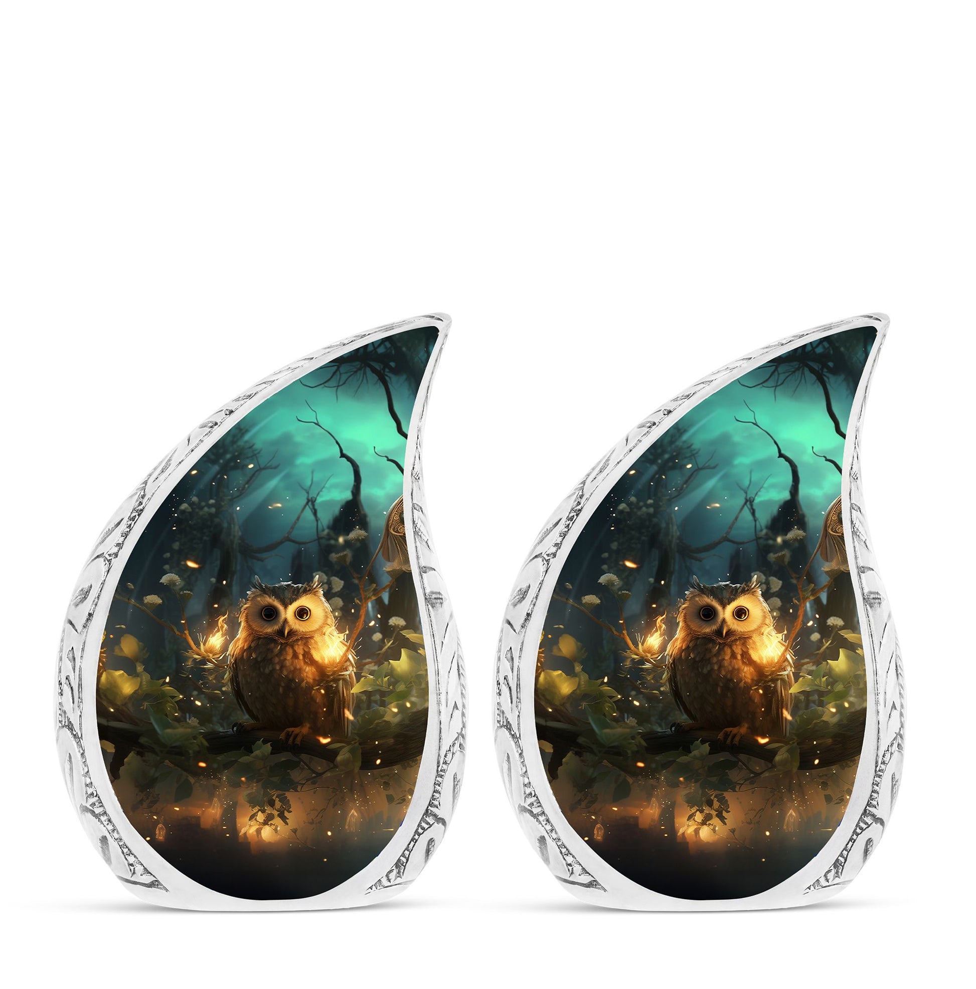 Teardrop Shape Owl Urn Keepsake Urn Pack of 2