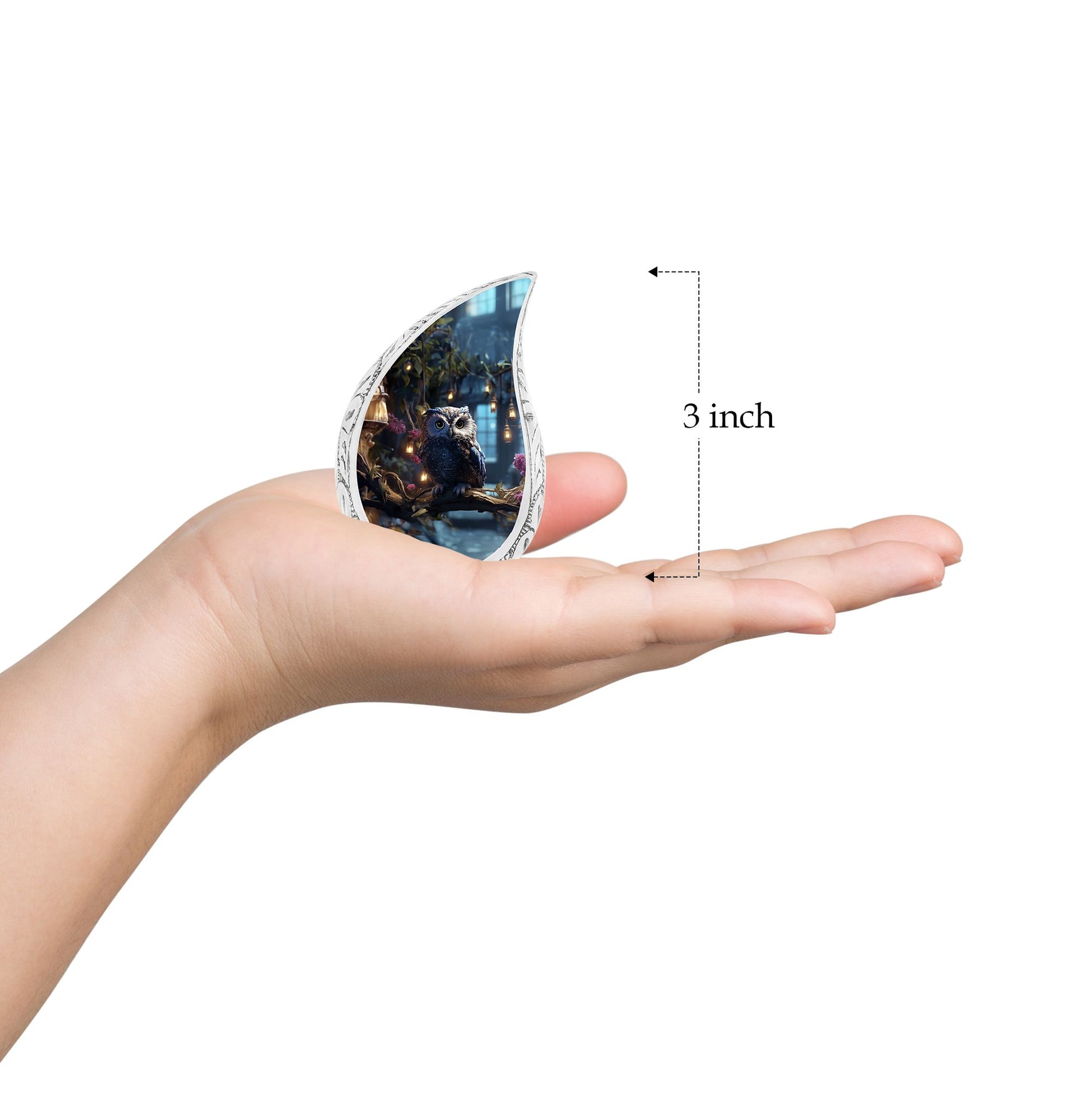 Teardrop Shape Owl Urn Keepsake 3 Inch