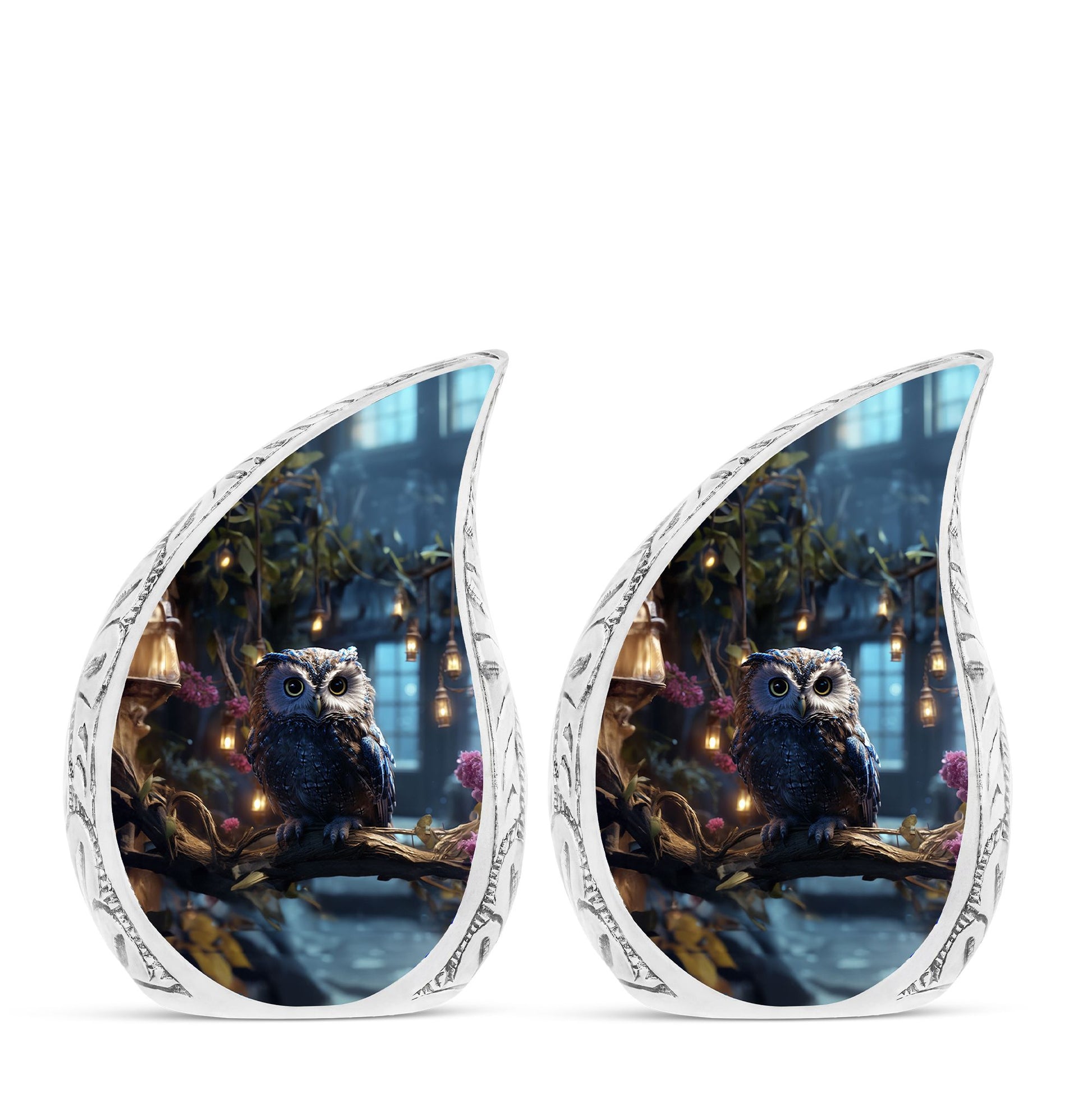 Teardrop Shape Owl Urn Keepsake Urn Pack of 2